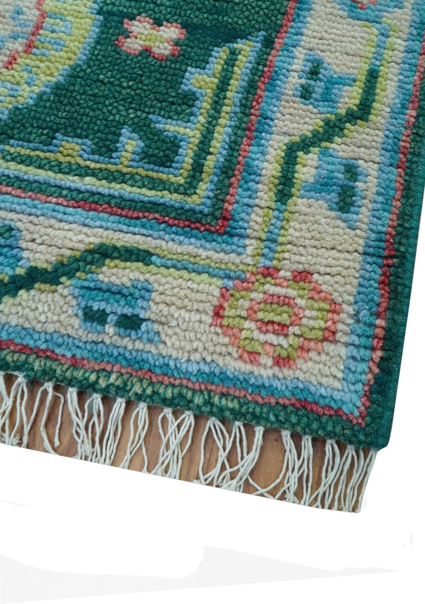Traditional Khotan Design Teal 3x5 Hand knotted Wool Area Rug - Image 6