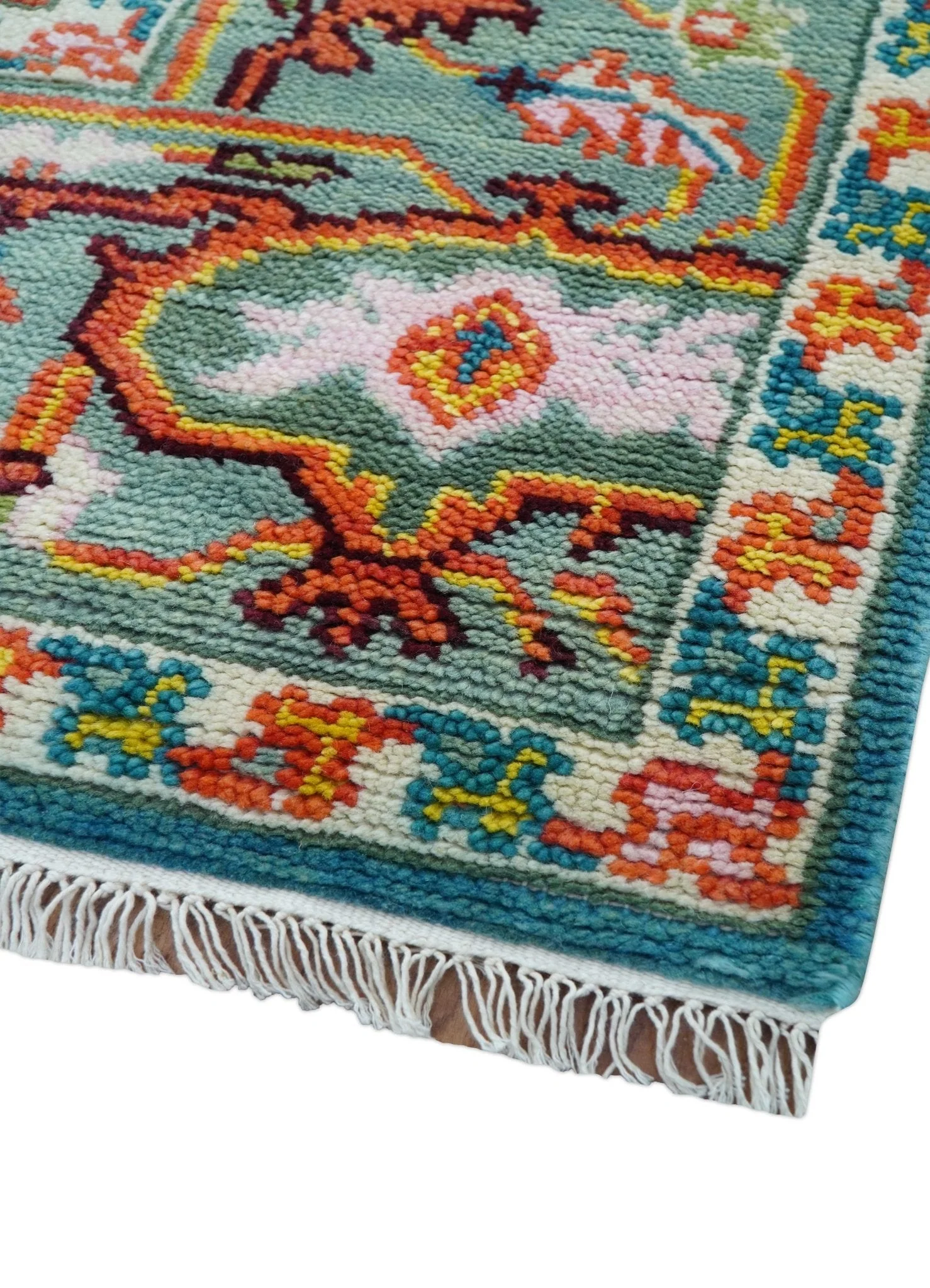 Traditional Medallion Design Blue Hand knotted 8x10 Wool Area Rug - Image 5