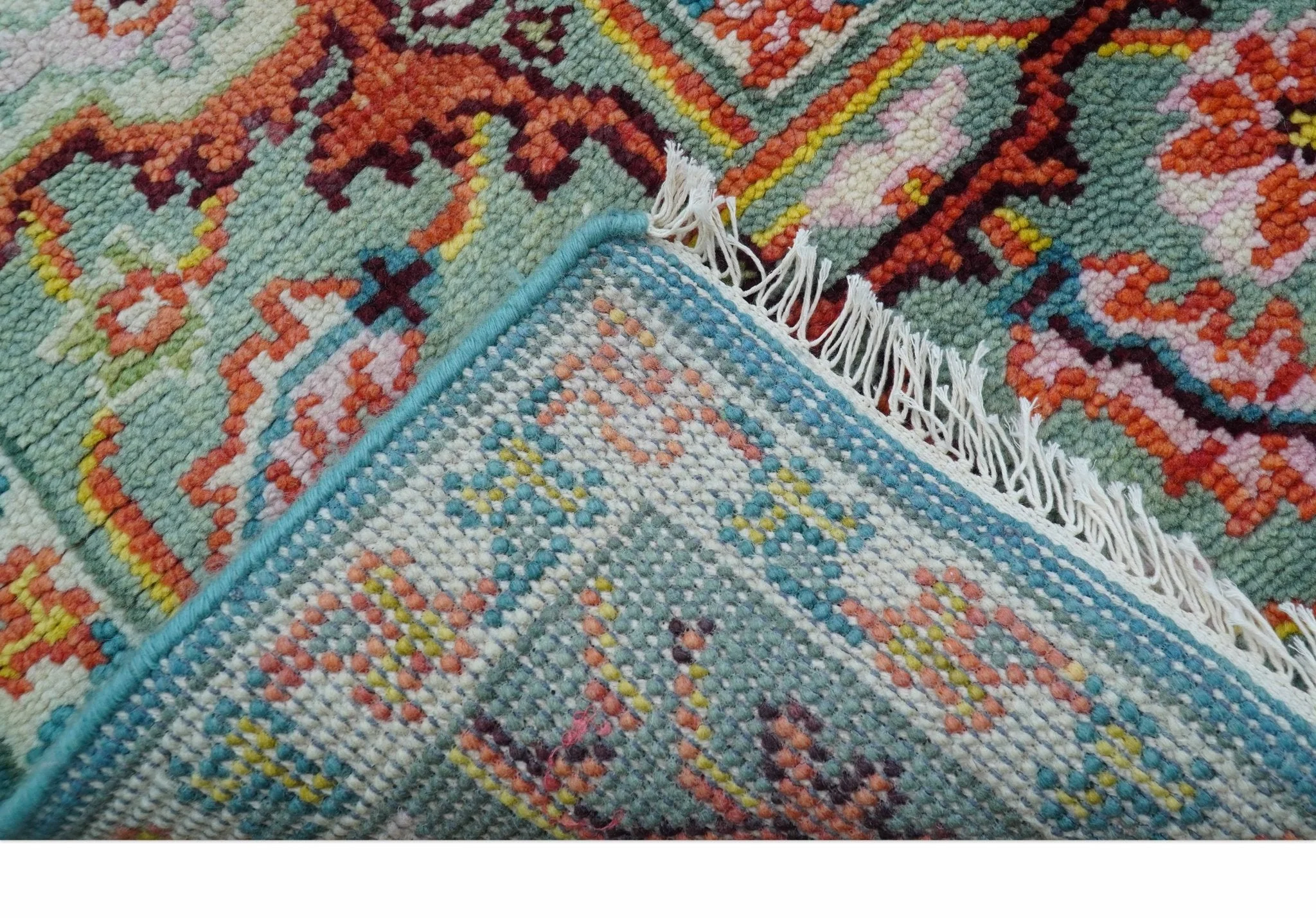 Traditional Medallion Design Blue Hand knotted 8x10 Wool Area Rug - Image 6