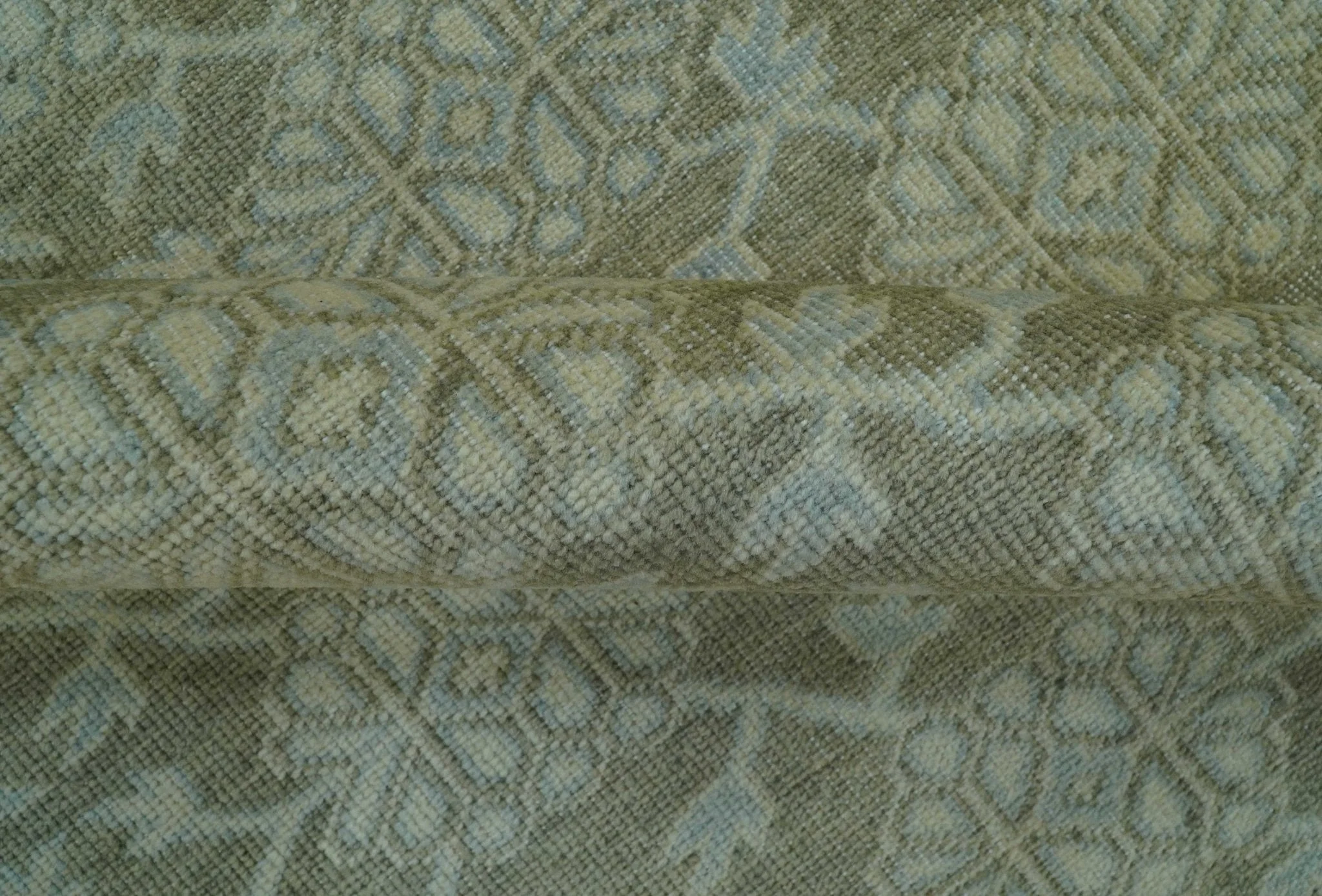 Traditional Oriental Design Brown, Blue And Beige Hand Knotted 6x8 Wool Area Rug - Image 5