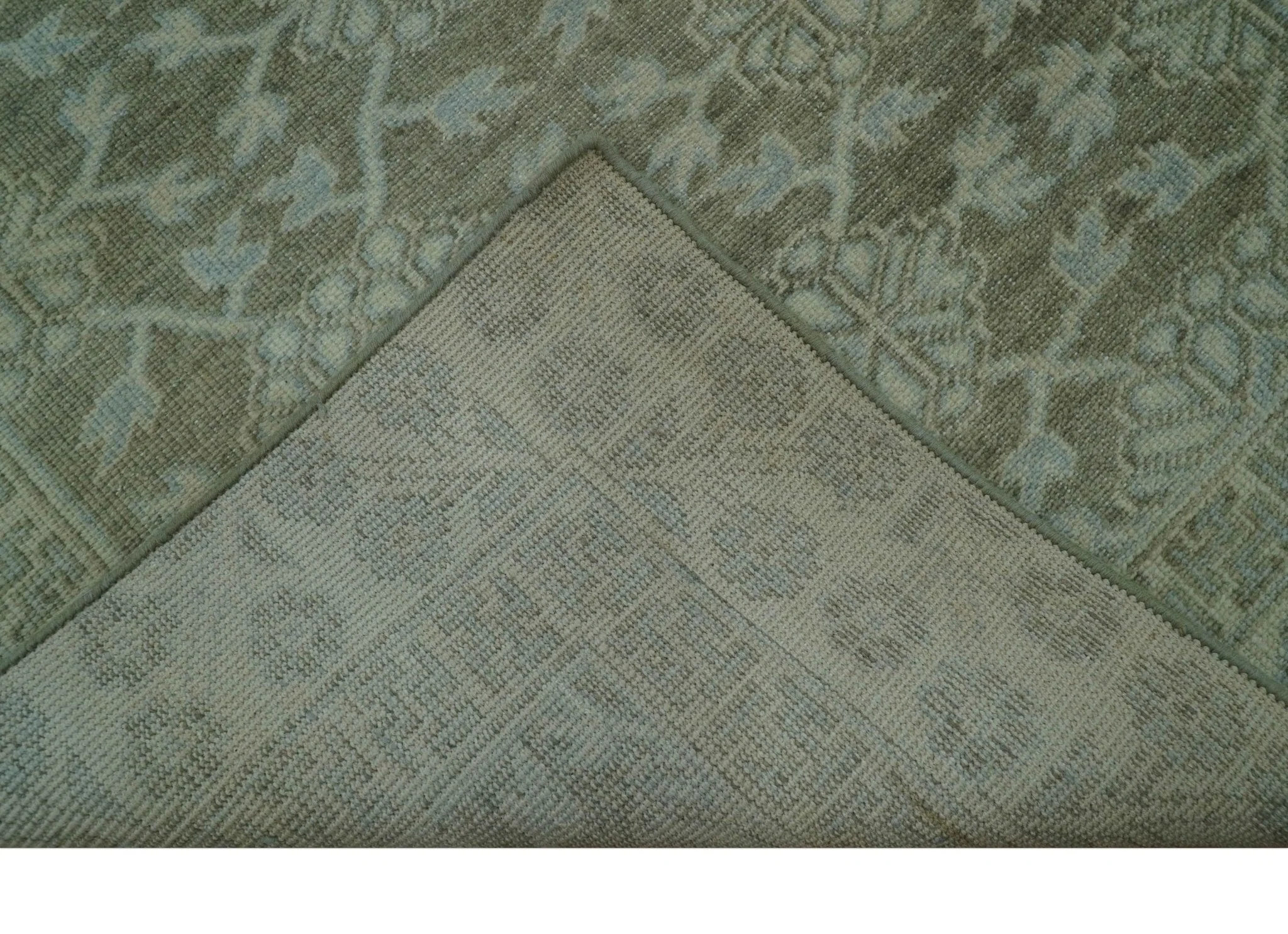 Traditional Oriental Design Brown, Blue And Beige Hand Knotted 6x8 Wool Area Rug - Image 6