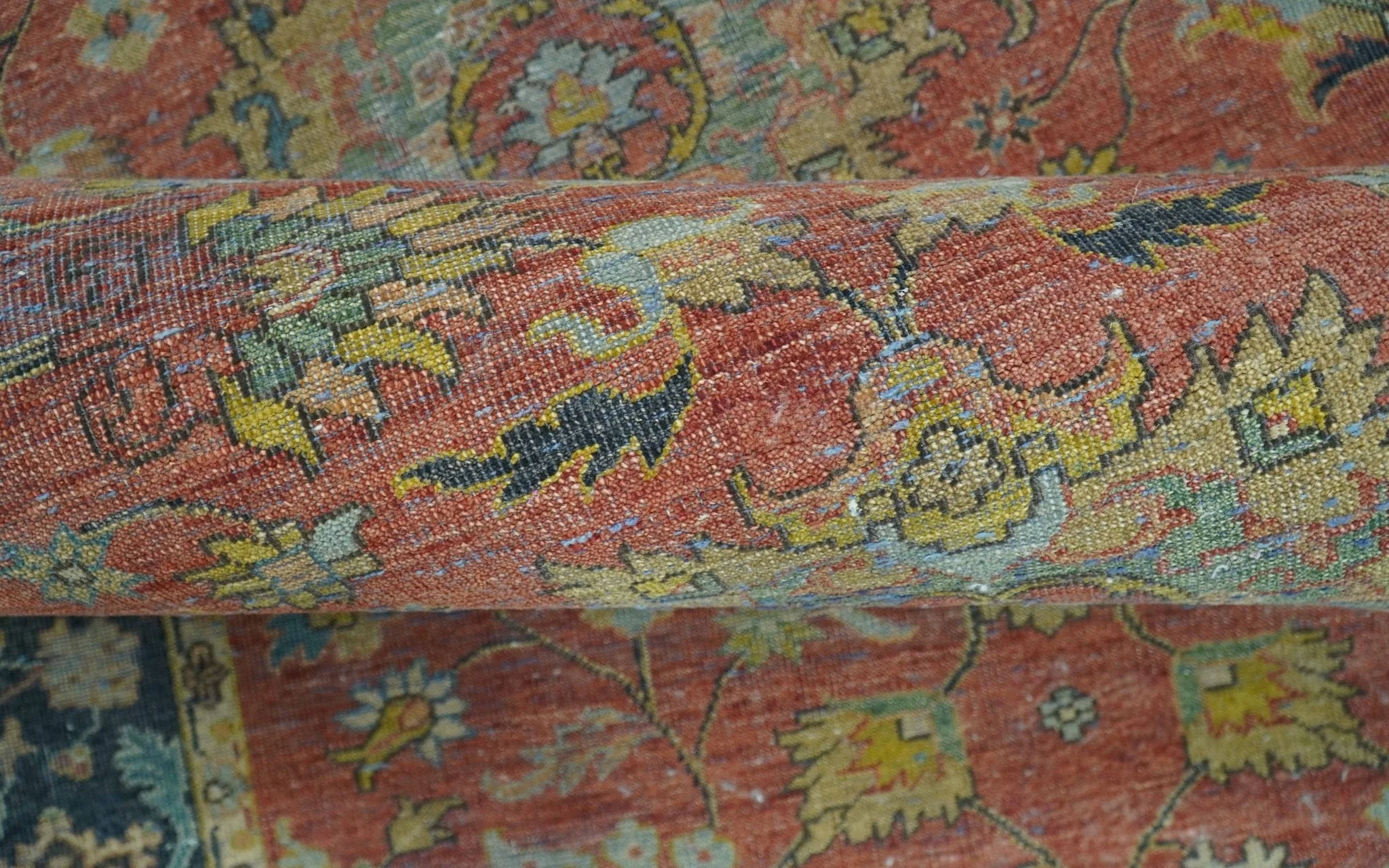 Traditional Oriental Design Fine Rust And Blue Hand Knotted 4x6 Wool Area Rug - Image 6