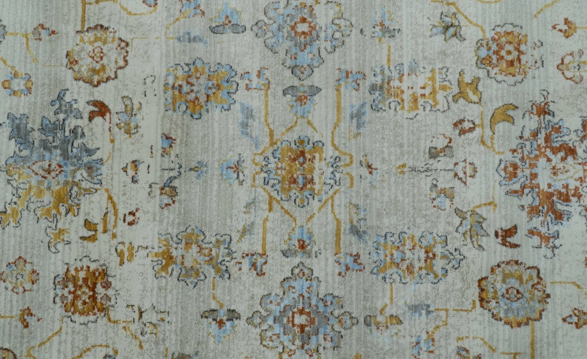 Traditional Oriental Design Silver And Rust Machine Woven 4x5.7 Polyester Area Rug - Image 7