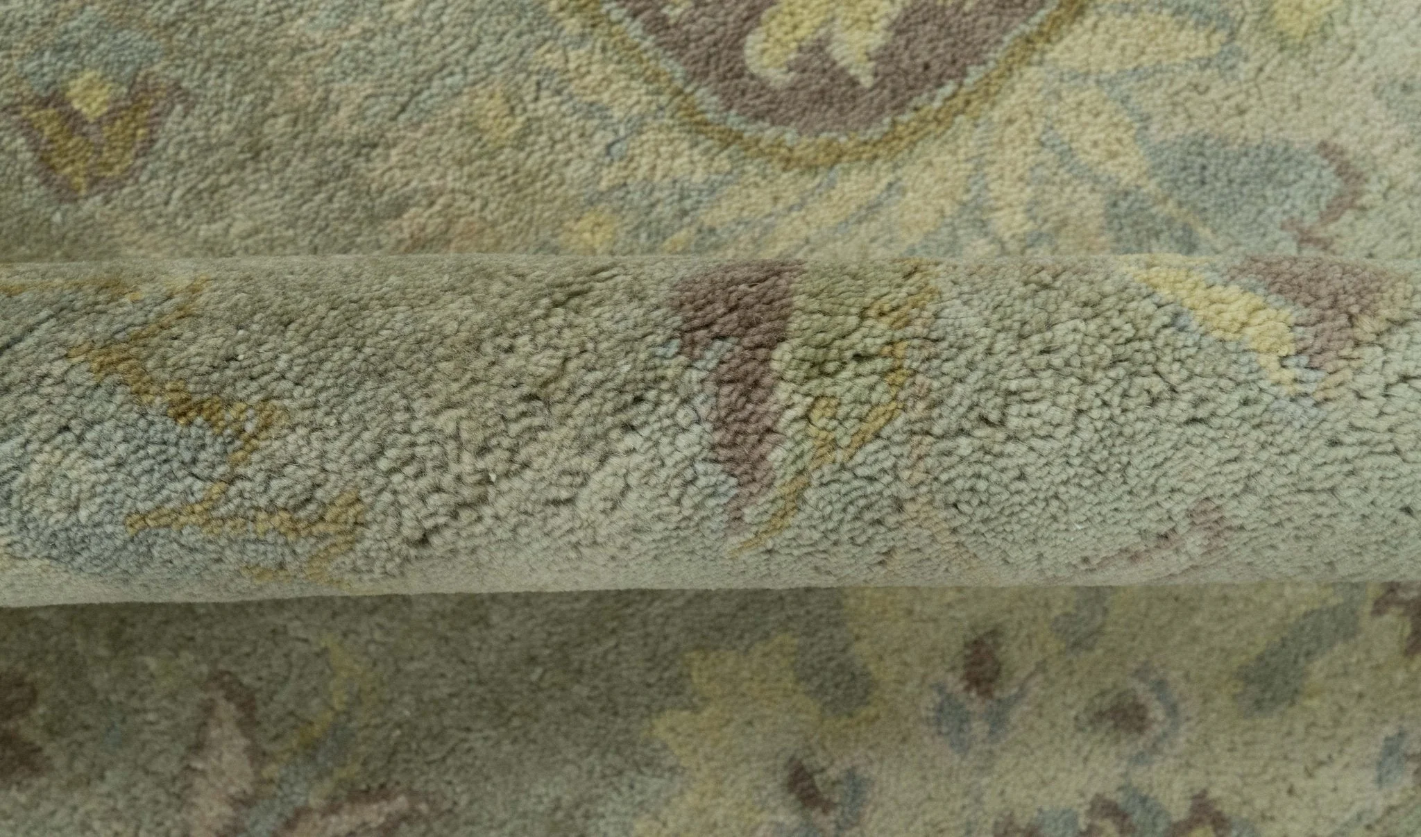 Traditional Oushak Design Antique Green And Brown  6x9 Hand Knotted Wool Rug - Image 7