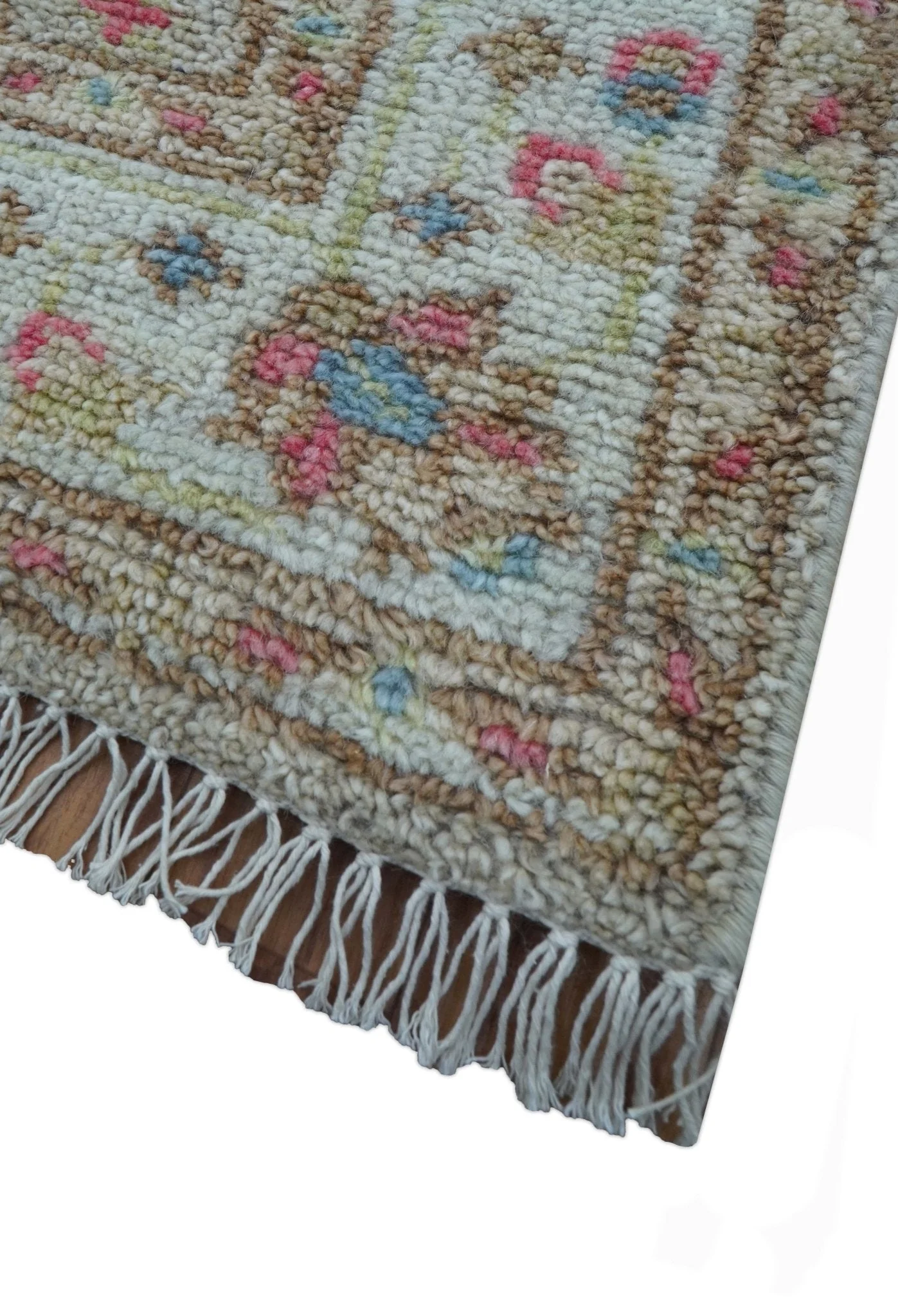 Traditional Oushak Design Beige And Blue 4x6 Hand knotted Wool Area Rug - Image 8