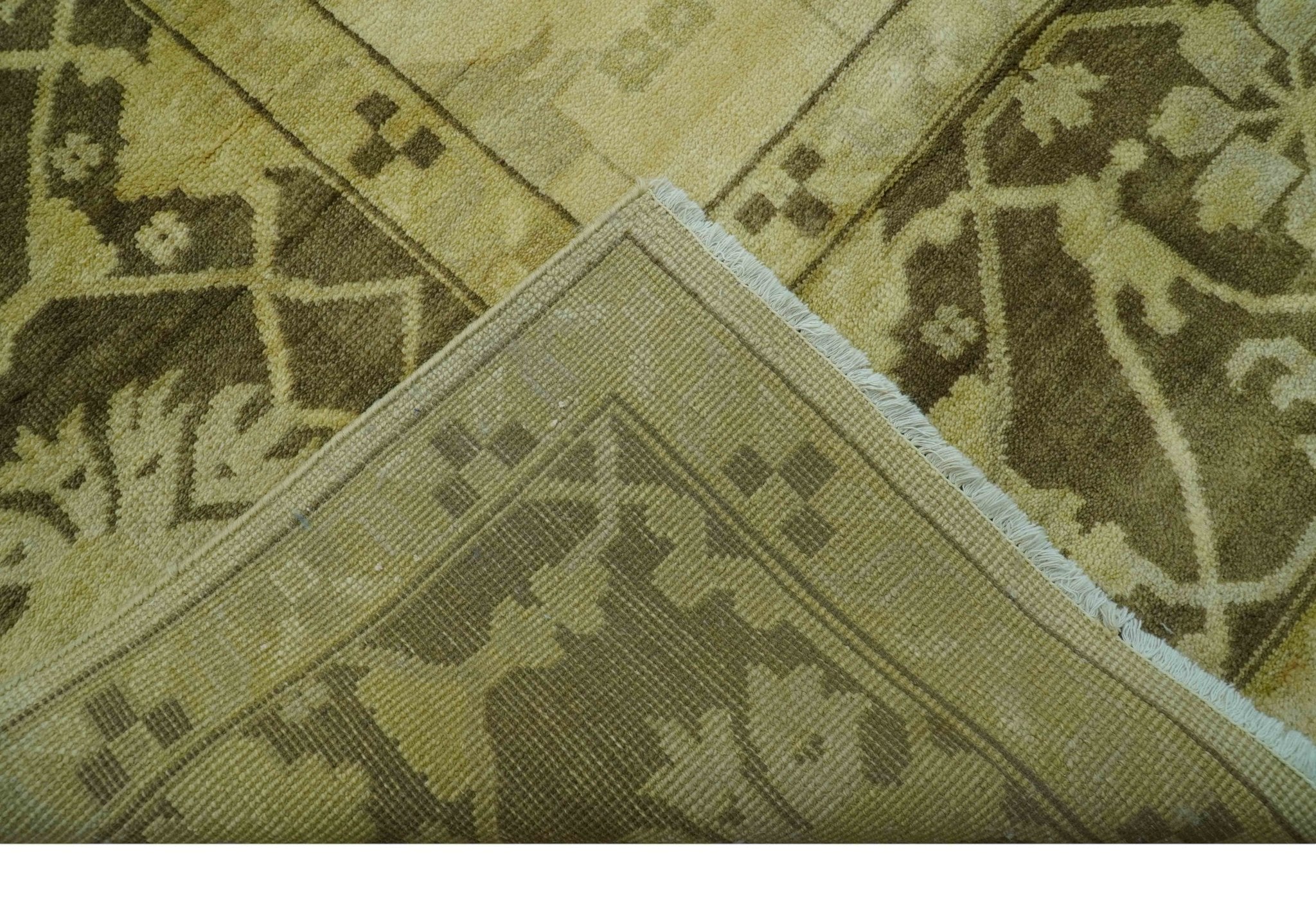 Traditional Oushak Design Beige And Brown 10x10 Hand Knotted Wool Area Rug - Image 7