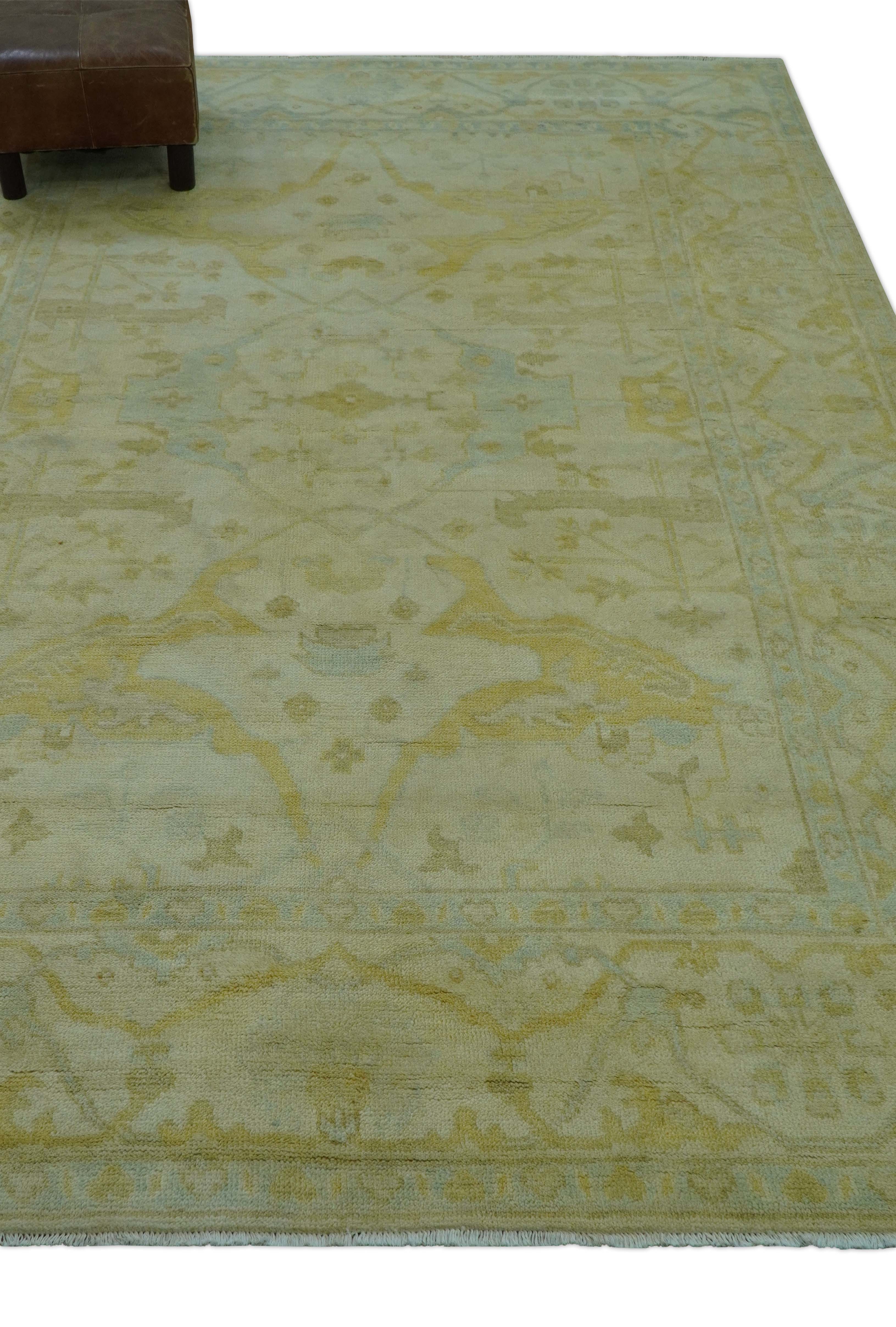 Traditional Oushak Design Beige And Gold 6x9 Hand Knotted Wool Area Rug - Image 4