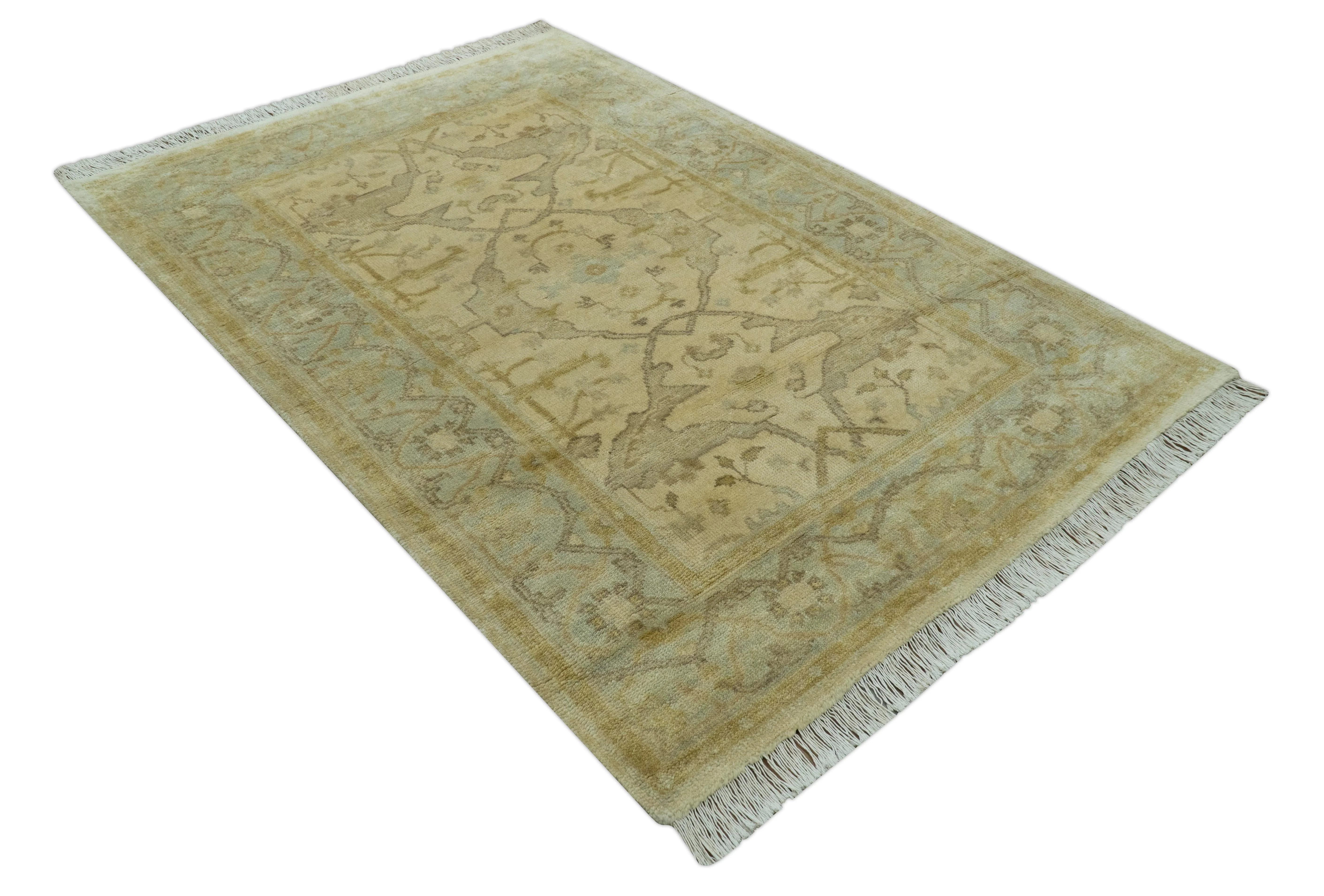 Traditional Oushak Design  Beige And Gray 4x6 Hand Knotted Wool Area Rug - Image 10