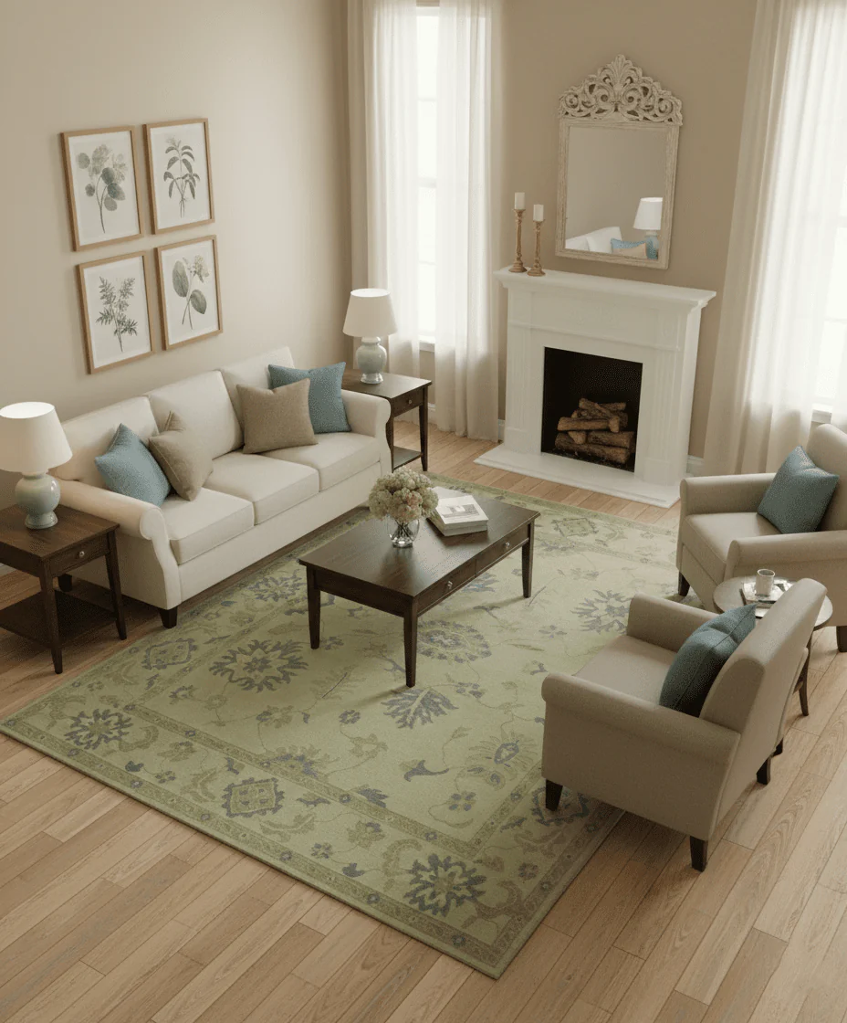 Traditional Oushak Design Beige And Gray Hand Knotted 9x12 Wool Area Rug - Image 2
