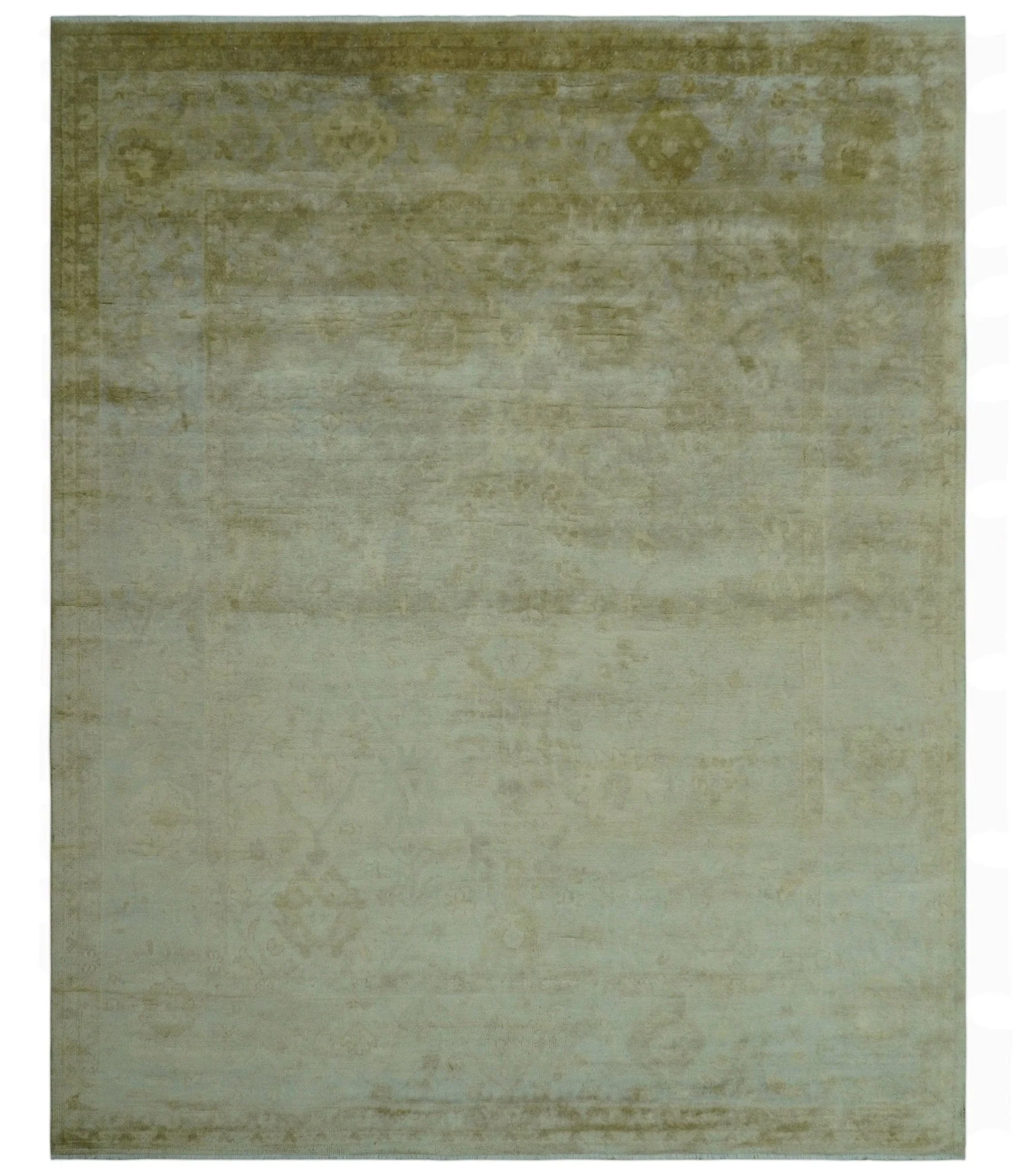 Traditional Oushak Design Beige And Silver Hand Knotted 8x10 Wool Area Rug - Image 10