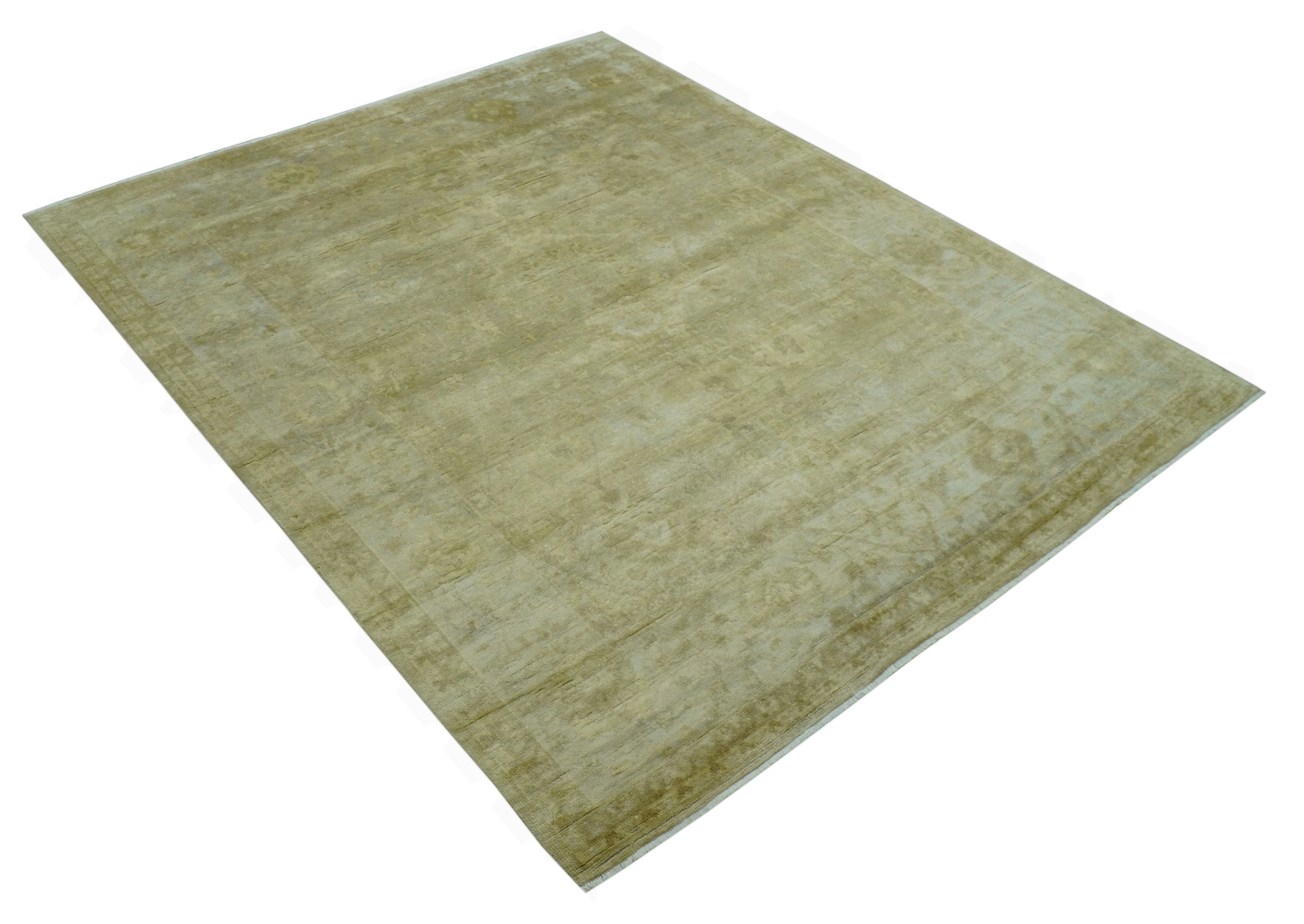 Traditional Oushak Design Beige And Silver Hand Knotted 8x10 Wool Area Rug - Image 11
