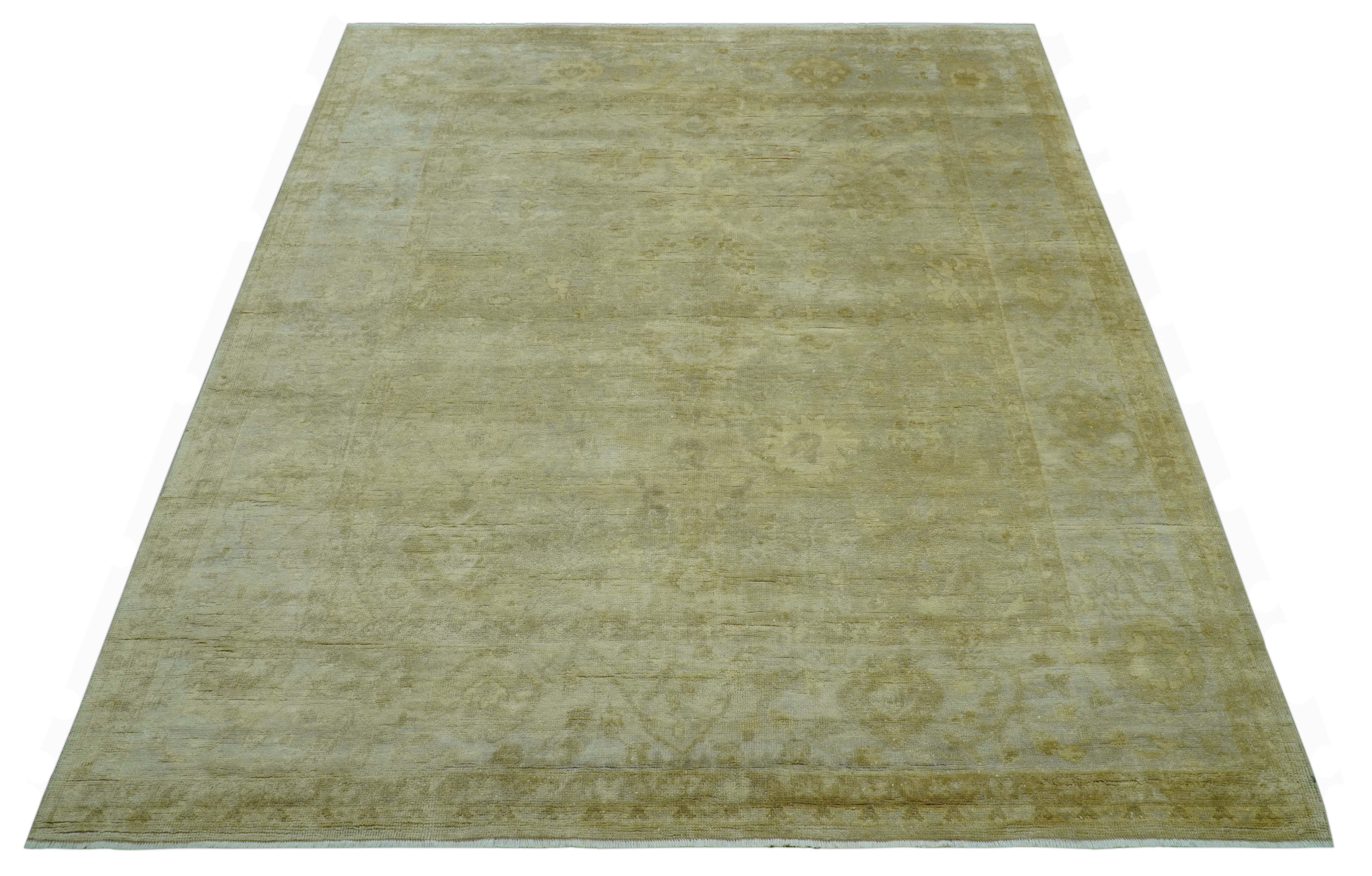 Traditional Oushak Design Beige And Silver Hand Knotted 8x10 Wool Area Rug - Image 12