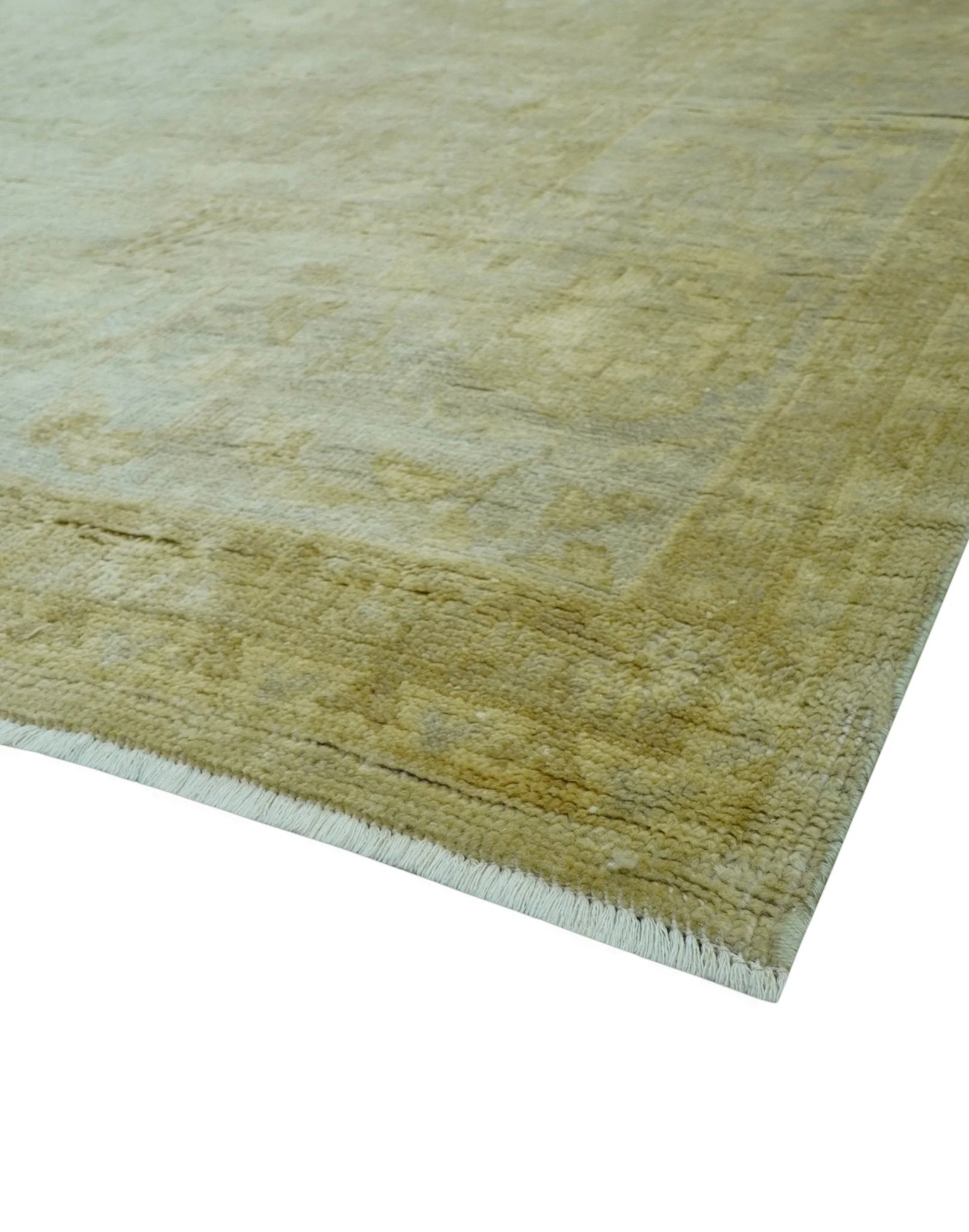 Traditional Oushak Design Beige And Silver Hand Knotted 8x10 Wool Area Rug - Image 8