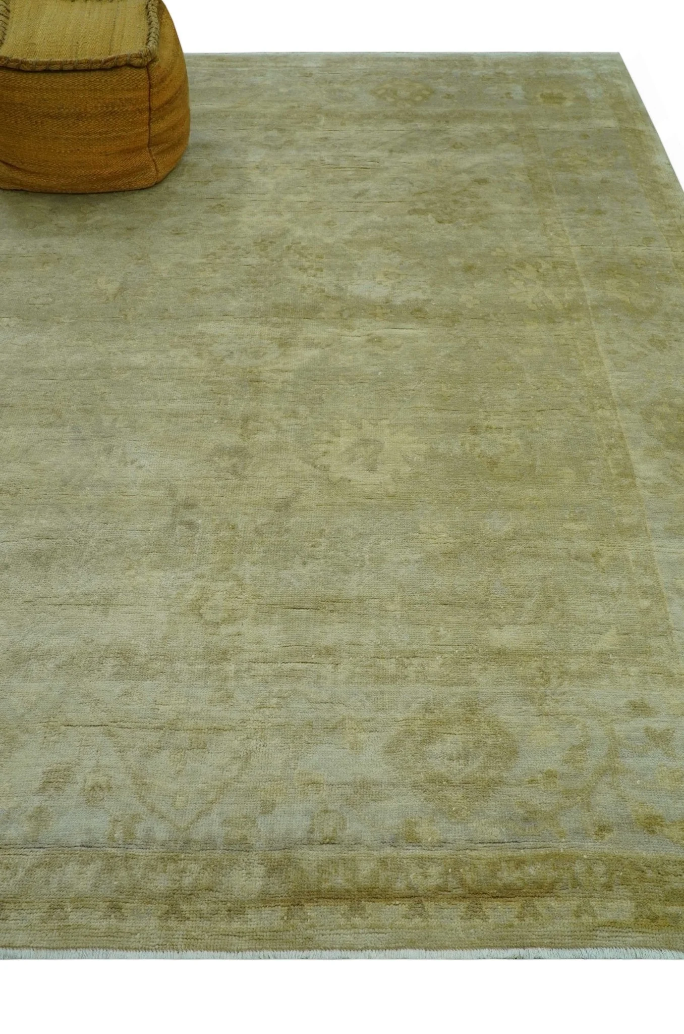 Traditional Oushak Design Beige And Silver Hand Knotted 8x10 Wool Area Rug - Image 9