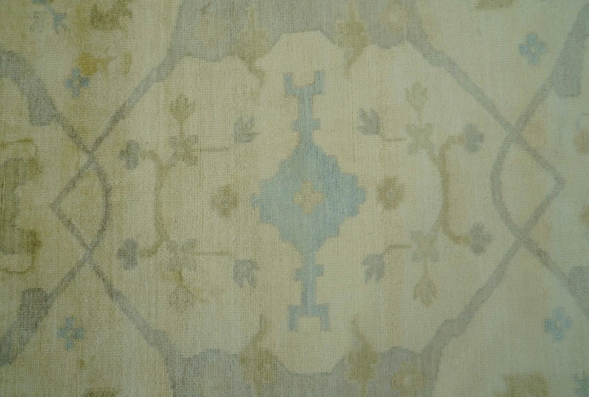 Traditional Oushak Design Blue And Beige Hand Knotted 10x10 Wool Area Rug - Image 5
