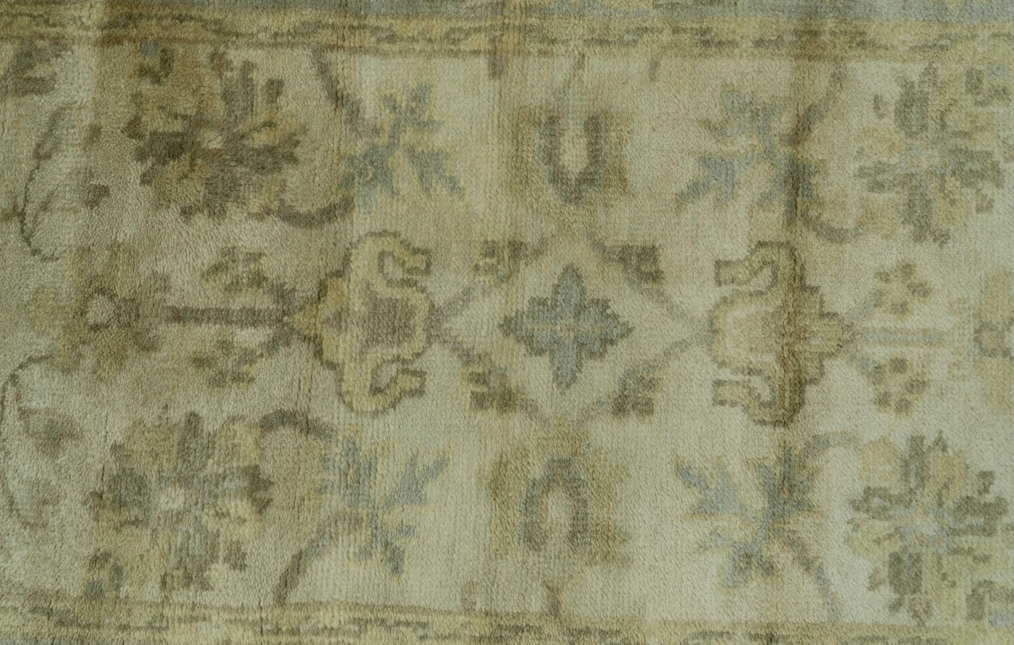 Traditional Oushak Design Blue And Beige Hand Knotted 3x5 Wool Area Rug - Image 6
