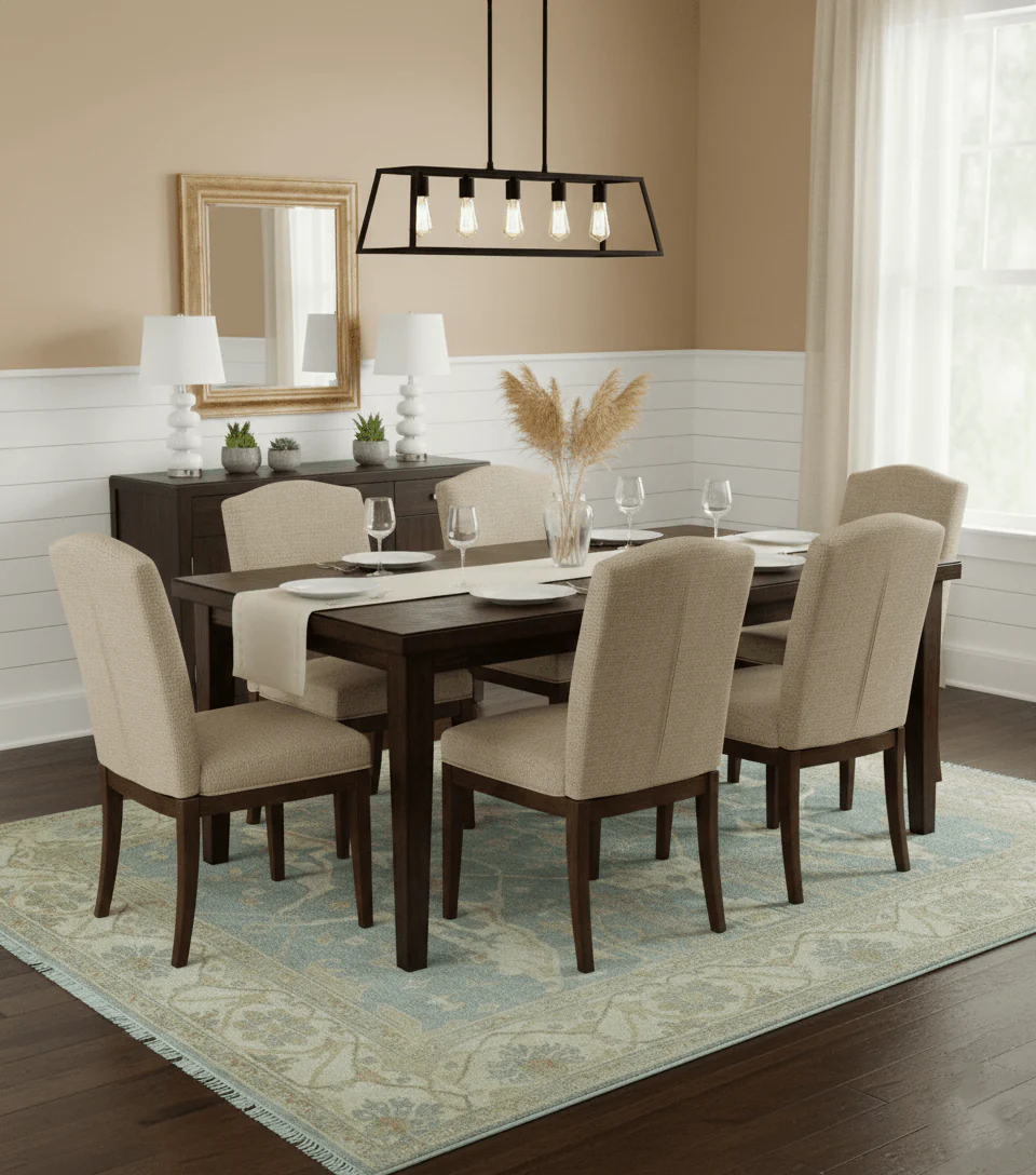 Traditional Oushak Design Blue And Beige Hand Knotted 8x10 Wool Area Rug - Image 2