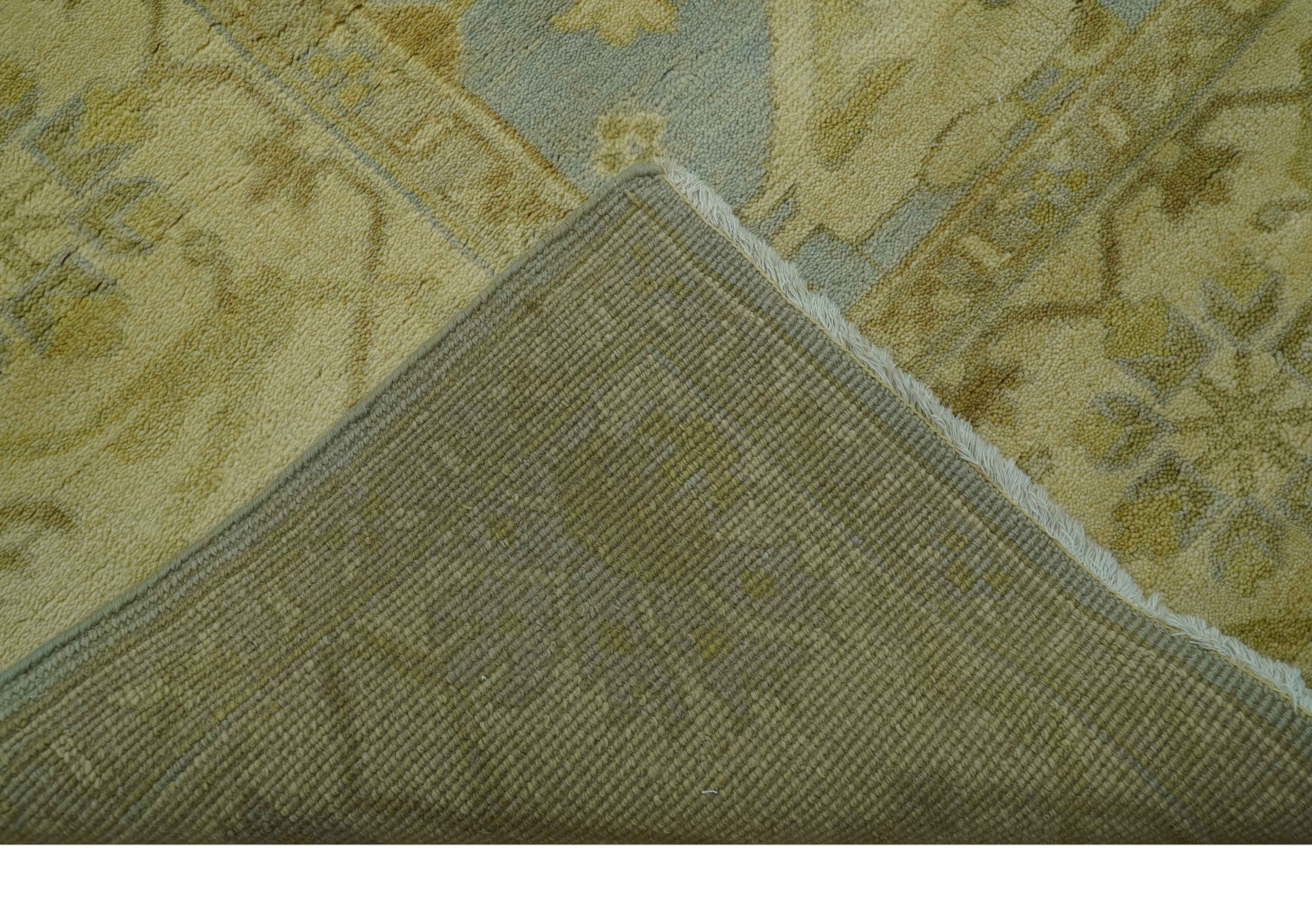 Traditional Oushak Design Blue And Beige hand Knotted 8x8 Wool Area Rug - Image 5