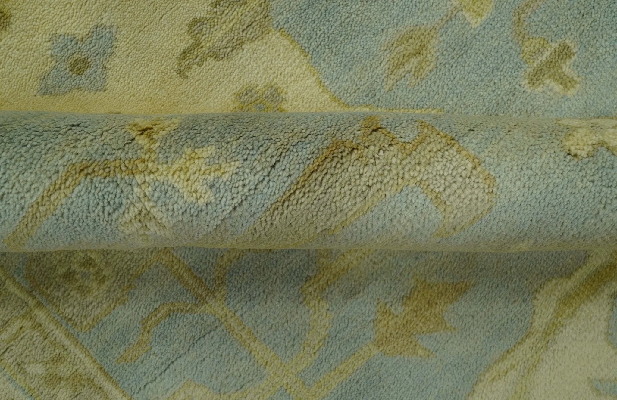 Traditional Oushak Design Blue And Beige hand Knotted 8x8 Wool Area Rug - Image 6