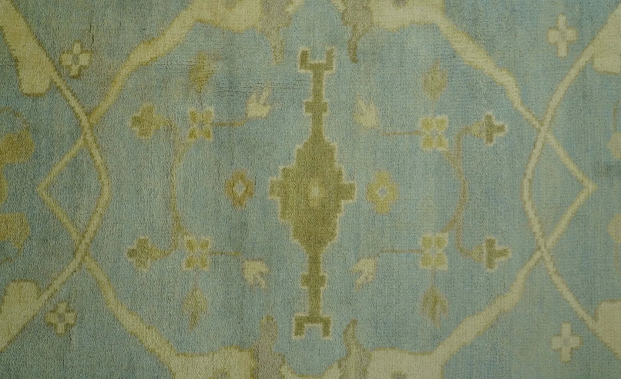 Traditional Oushak Design Blue And Beige hand Knotted 8x8 Wool Area Rug - Image 7