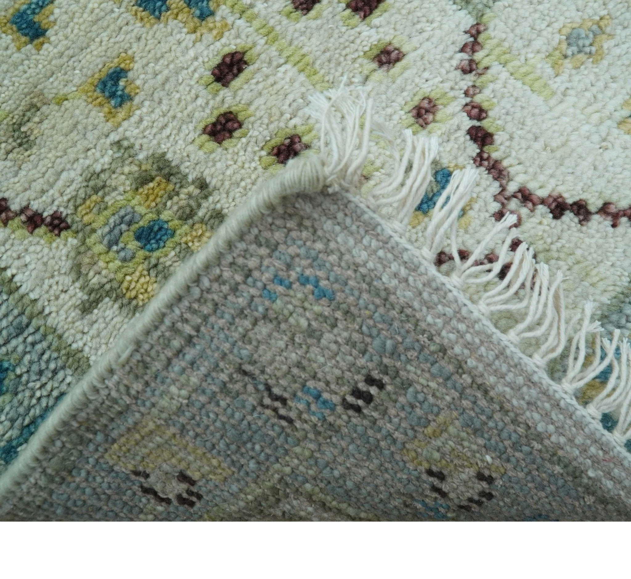 Traditional Oushak Design Blue And Ivory 2x3 Hand knotted Wool Area Rug - Image 7