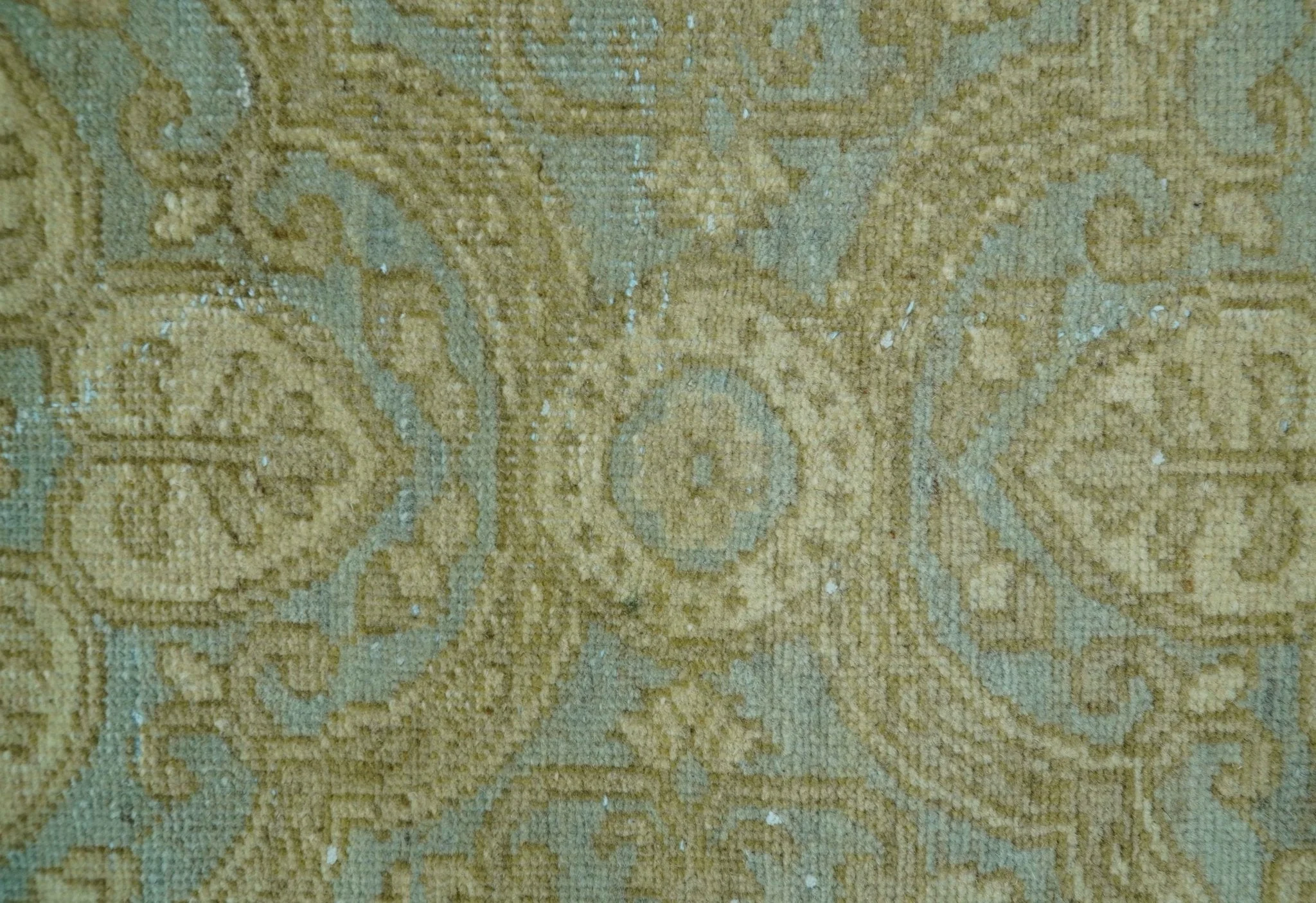 Traditional Oushak Design Green And Blue 11.5x14.6 Hand Knotted Wool Area Rug - Image 6