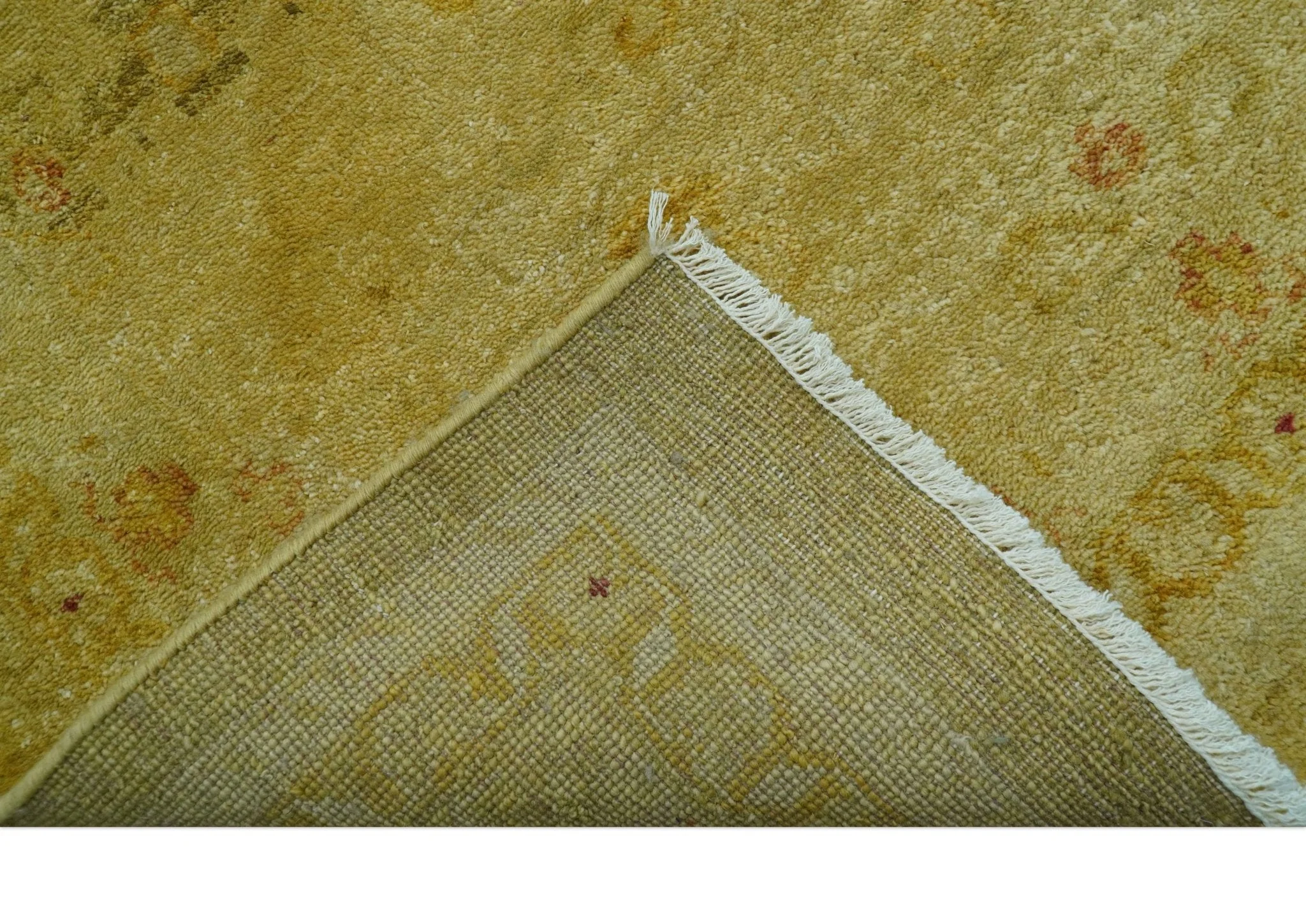 Traditional Oushak Design Olive And Rust Hand Knotted 9x12 Wool Area Rug - Image 4