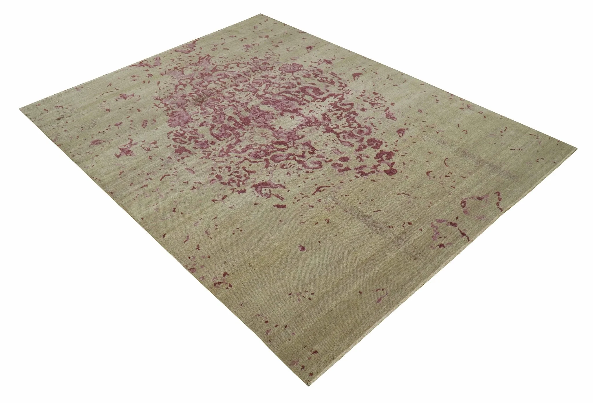 Traditional Transitional Beige And Pink Hand knotted Wool Area Rug - Image 10