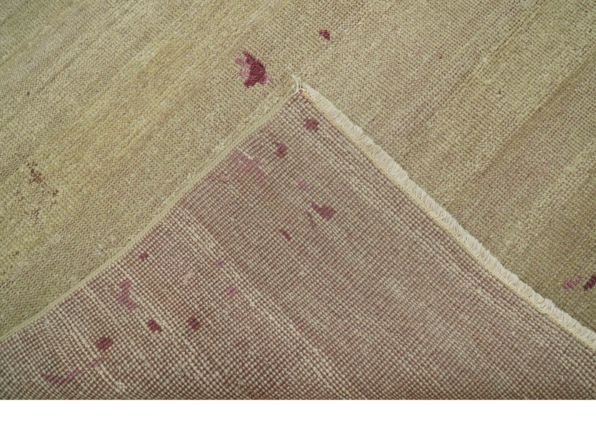 Traditional Transitional Beige And Pink Hand knotted Wool Area Rug - Image 3