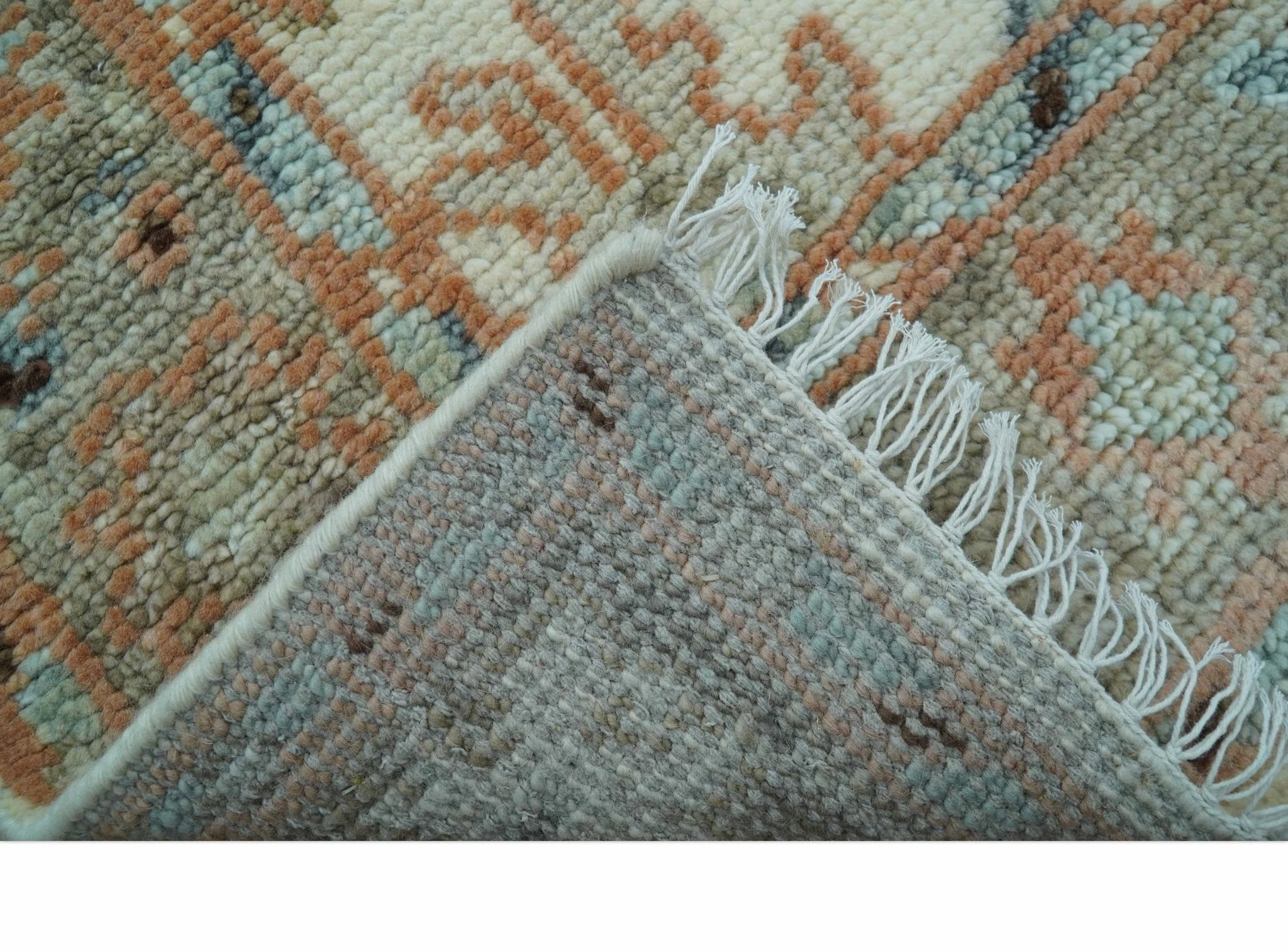 Traditional Turkish Design Beige 4x6 Hand knotted Wool Area Rug - Image 7