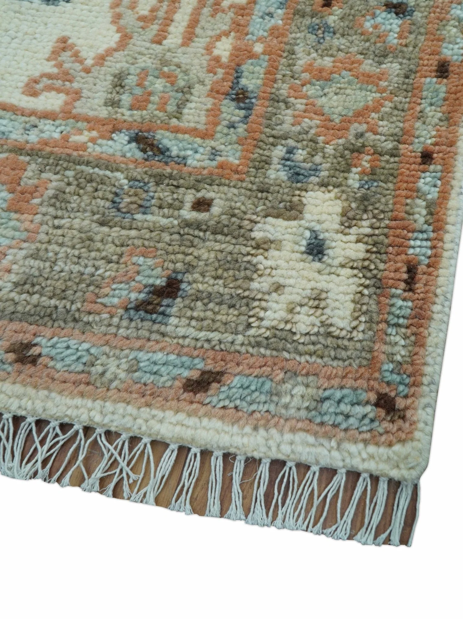 Traditional Turkish Design Beige 4x6 Hand knotted Wool Area Rug - Image 9