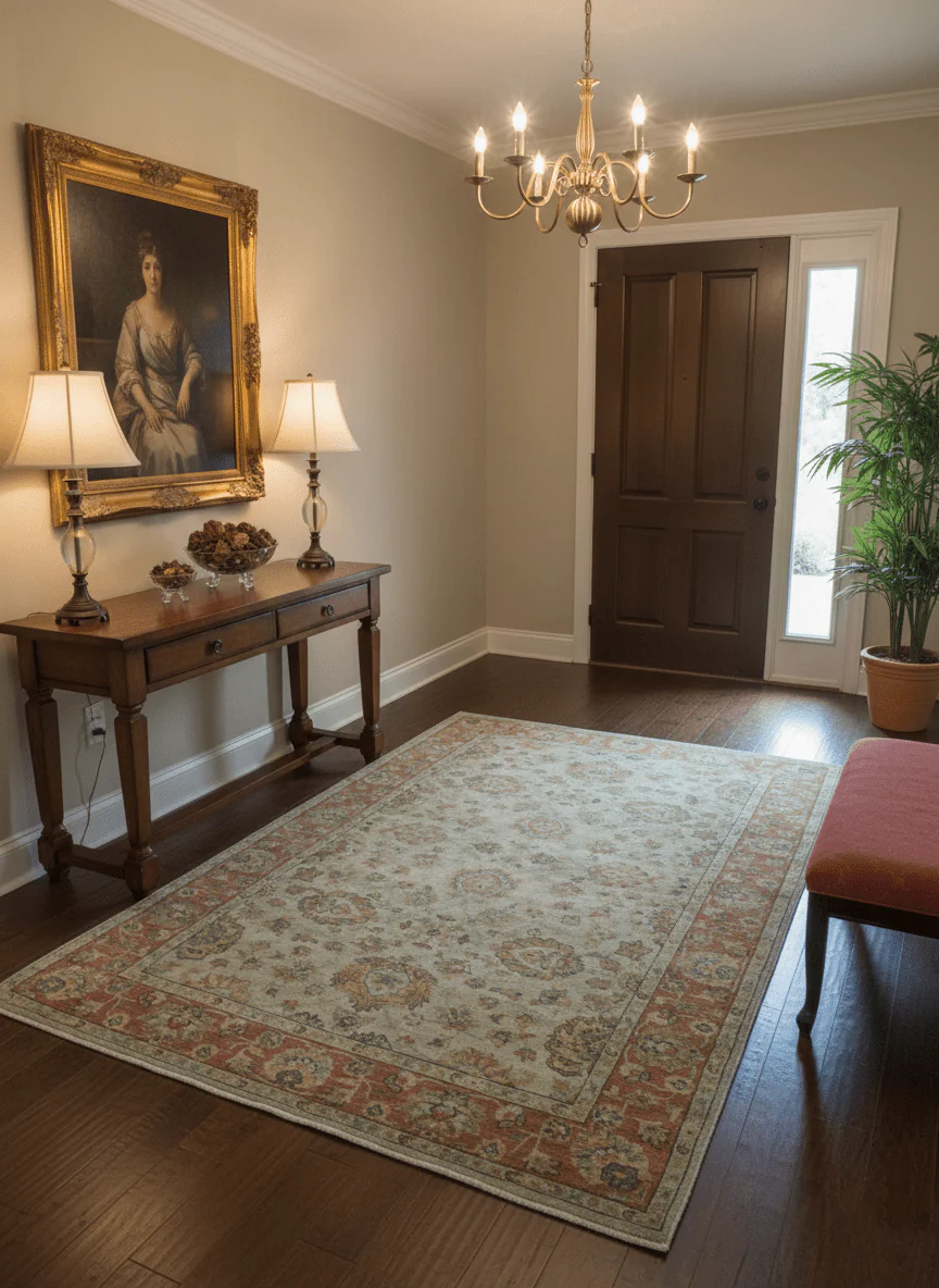 Traditional Turkish Design Beige And Rust 6x9 Hand Knotted Wool Area Rug - Image 2