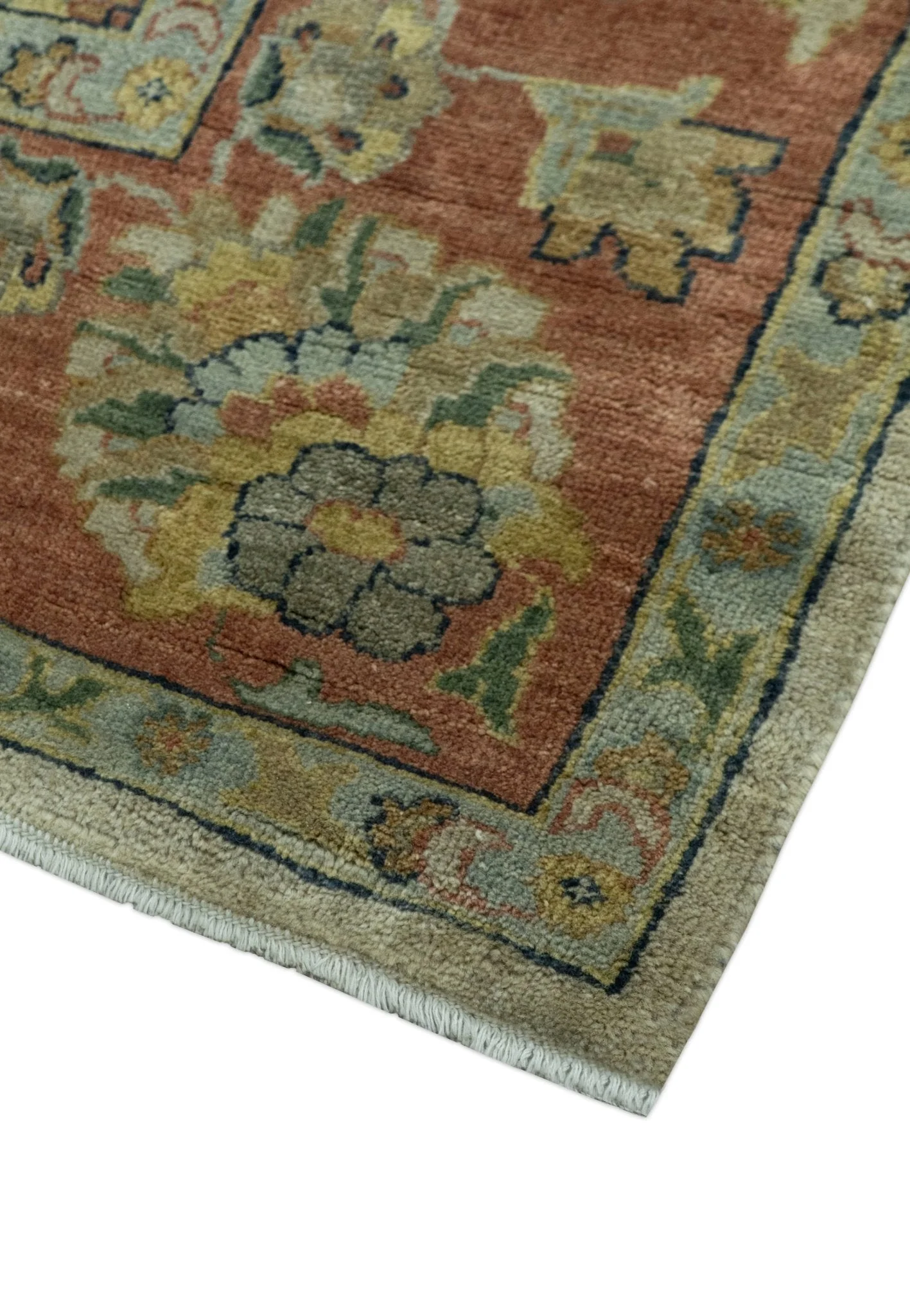 Traditional Turkish Design Beige And Rust 6x9 Hand Knotted Wool Area Rug - Image 3