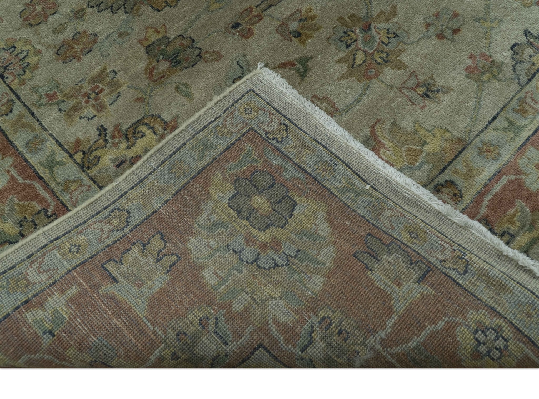 Traditional Turkish Design Beige And Rust 6x9 Hand Knotted Wool Area Rug - Image 4
