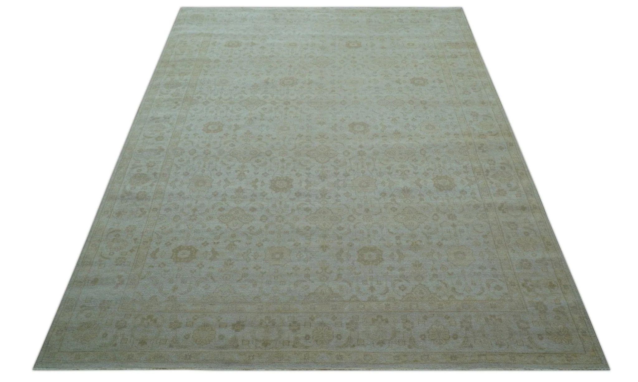 Traditional Turkish Design Beige Hand Knotted 9x12 Wool Area Rug - Image 12
