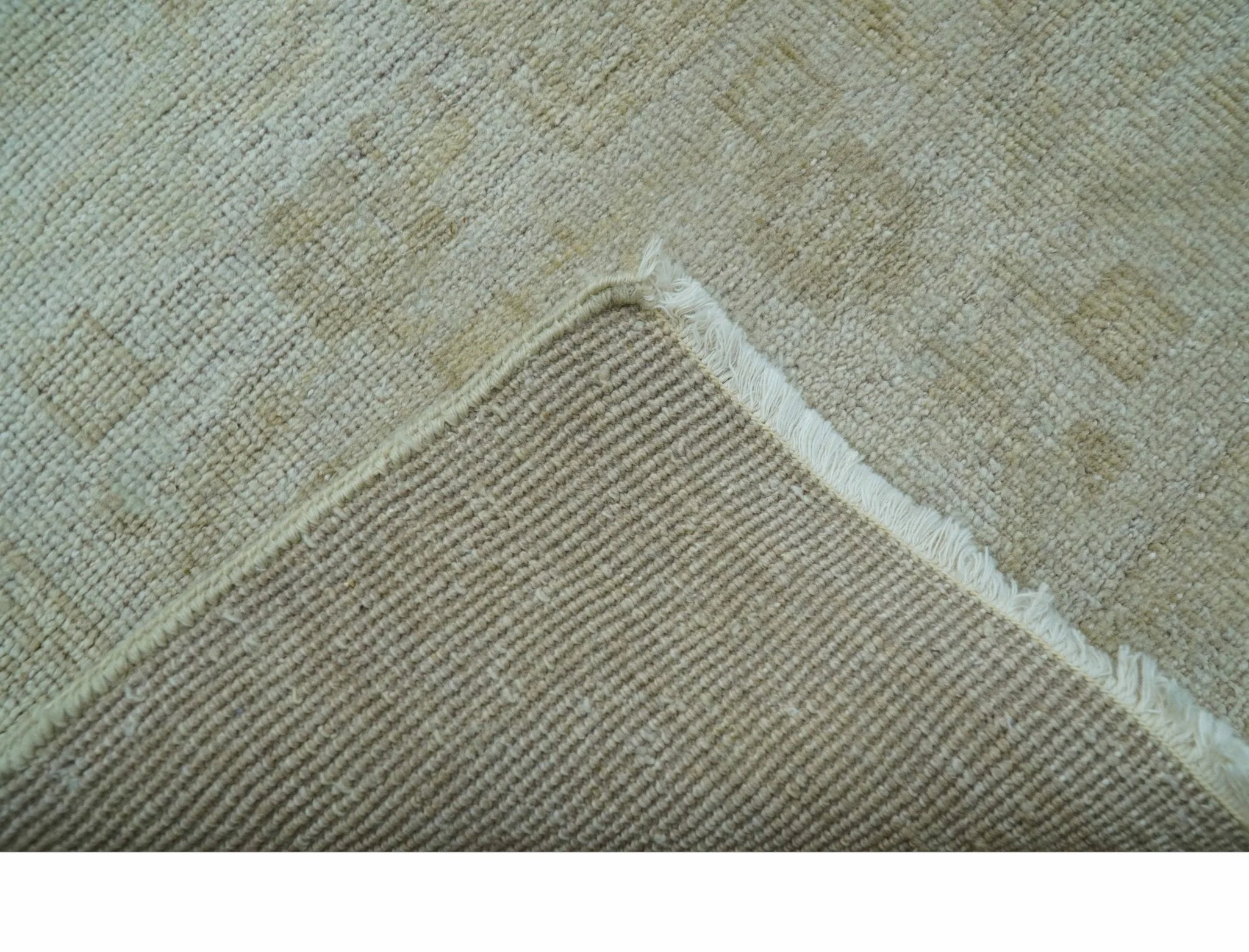 Traditional Turkish Design Beige Hand Knotted 9x12 Wool Area Rug - Image 4