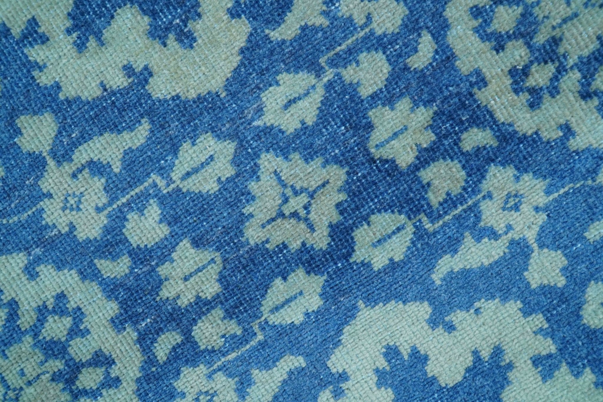 Traditional Turkish Design Blue 10x14 Hand Knotted Wool Area Rug - Image 4