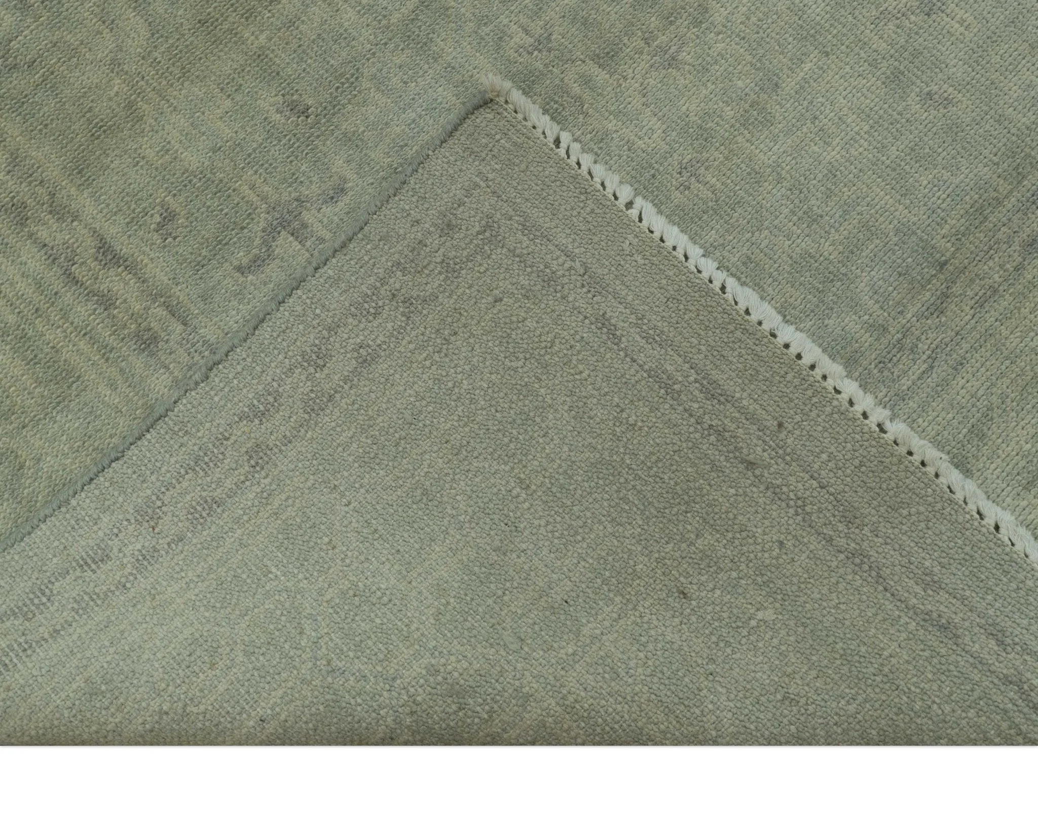 Traditional Turkish Fine Blue And Beige 9.7x12 Hand Knotted Wool Rug - Image 7