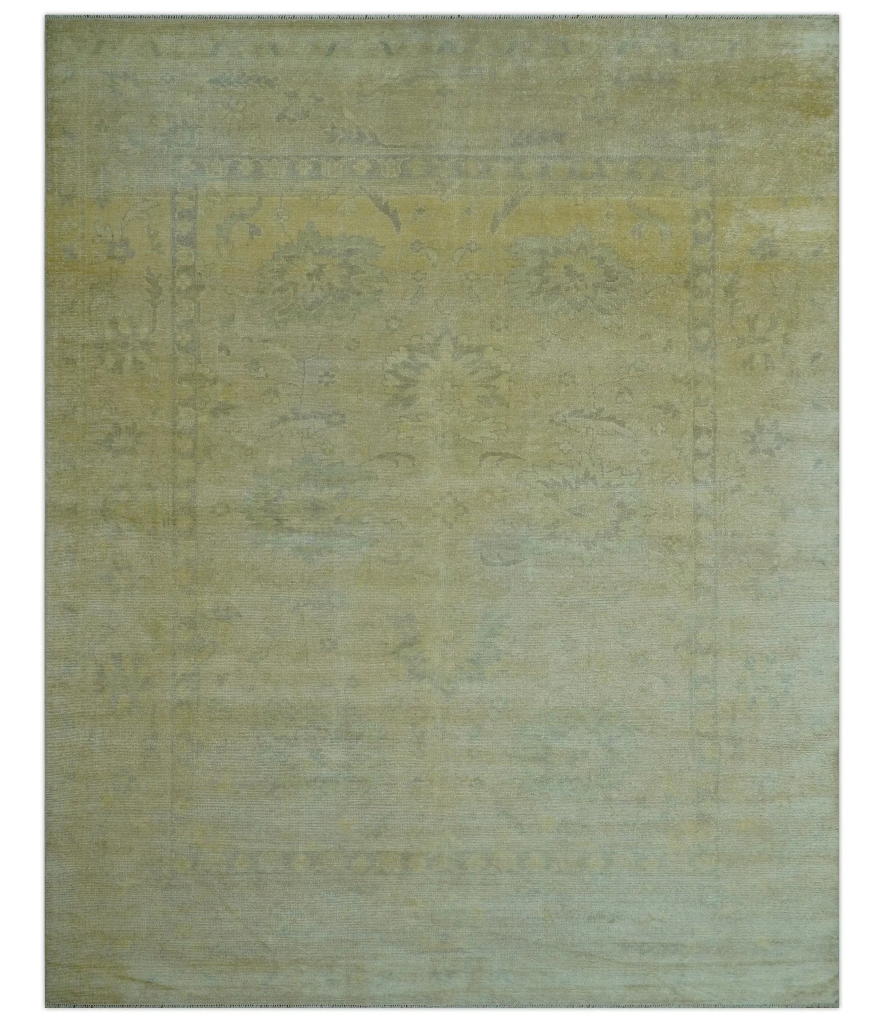 Traditional Turkish (Oushak) Design Gold And Gray Hand Knotted 8x10 Wool Area Rug