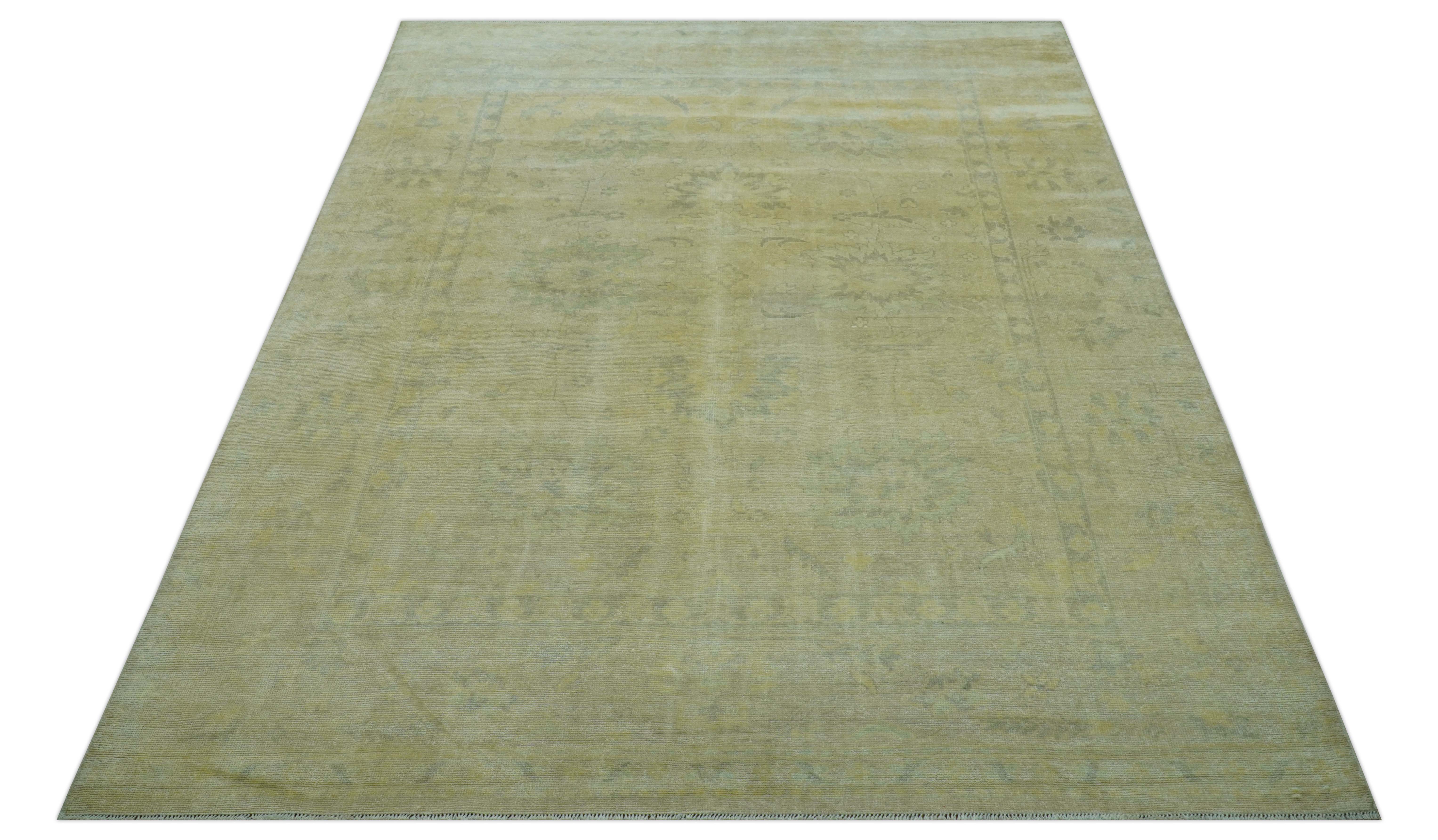 Traditional Turkish (Oushak) Design Gold And Gray Hand Knotted 8x10 Wool Area Rug - Image 10
