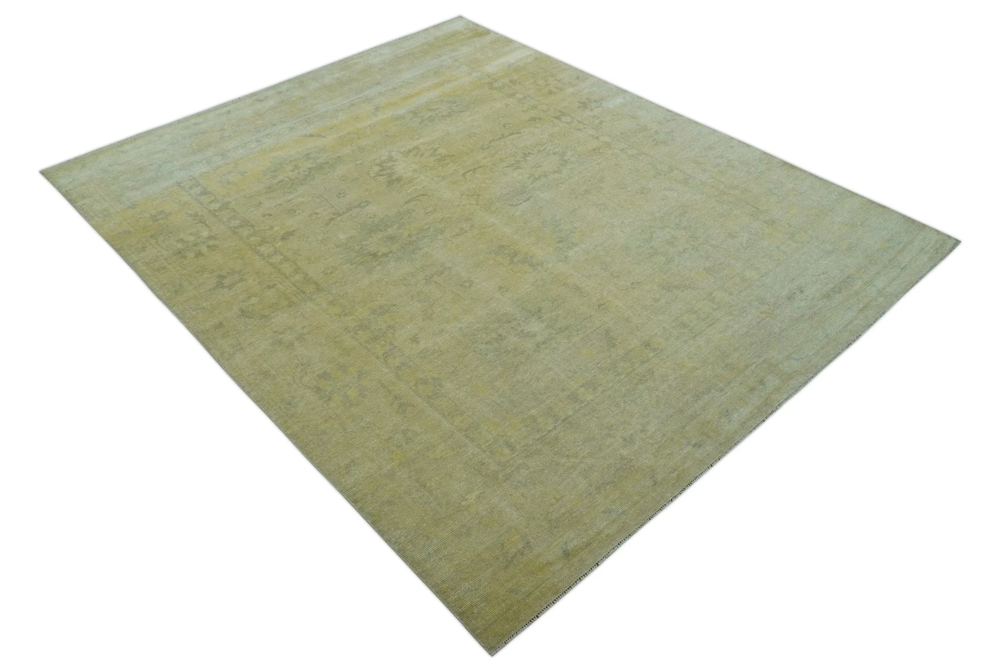 Traditional Turkish (Oushak) Design Gold And Gray Hand Knotted 8x10 Wool Area Rug - Image 11