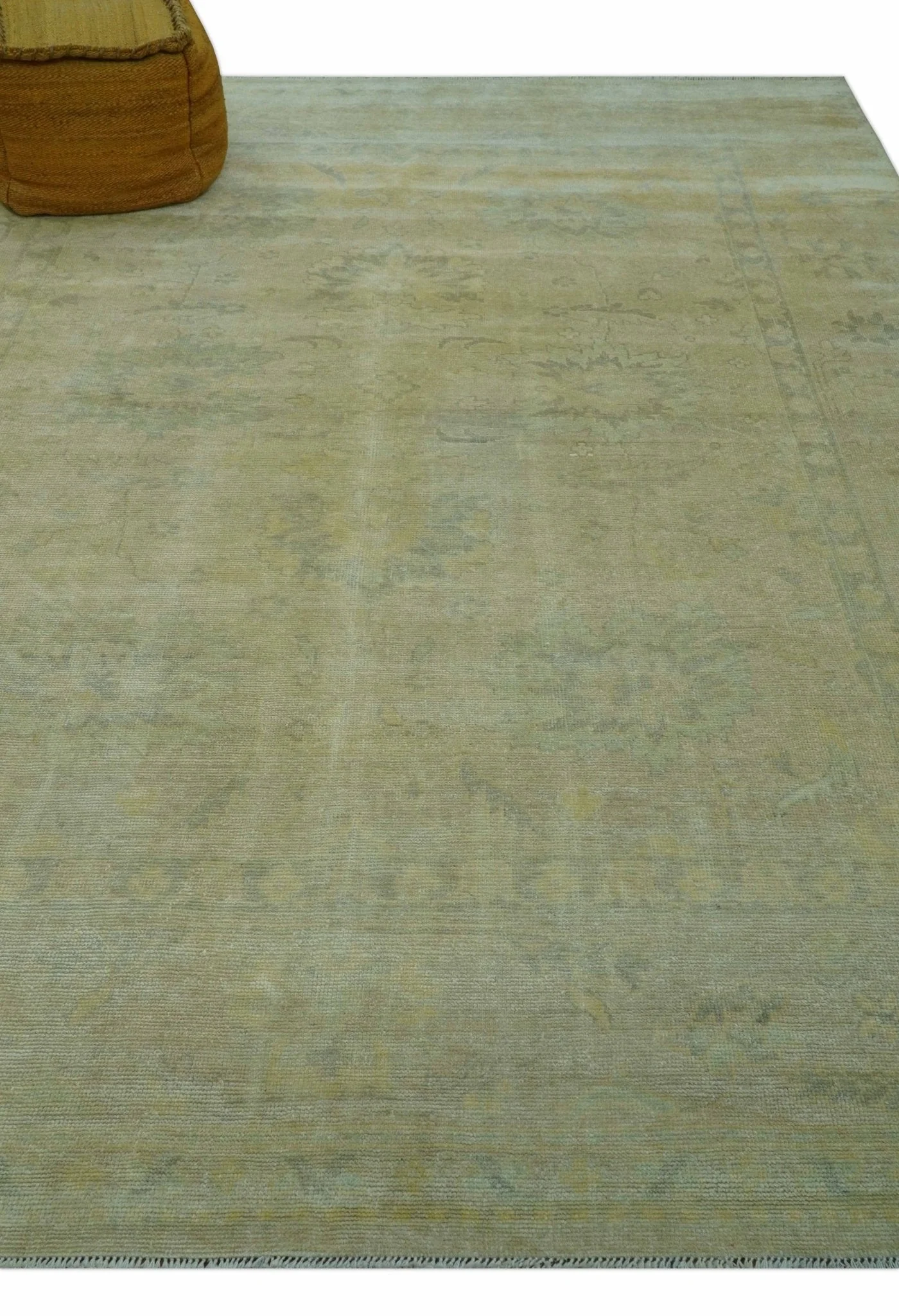 Traditional Turkish (Oushak) Design Gold And Gray Hand Knotted 8x10 Wool Area Rug - Image 9