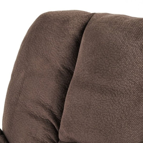 Traditional Upholstered Manual Reclining Sofa Chair w/ 2 Cup Holders and Footrest Brown - Image 4