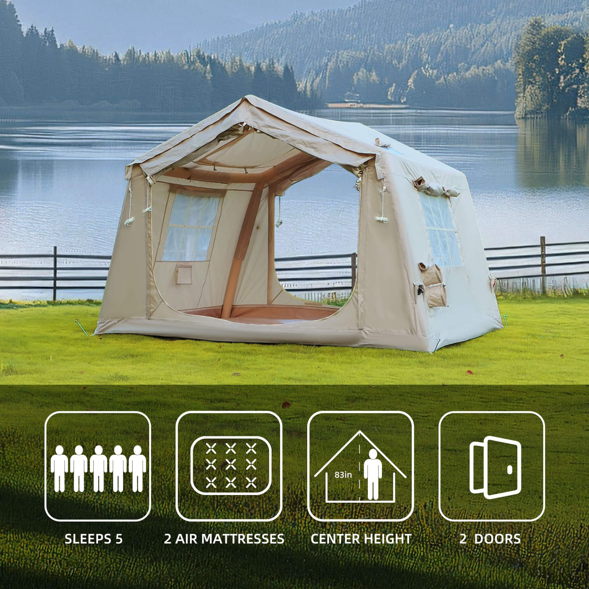 Trailora 4-Season Outdoor 4-6 People Inflatable Blow Up Camping Tent With Air Pump (SAK46821) - Image 10