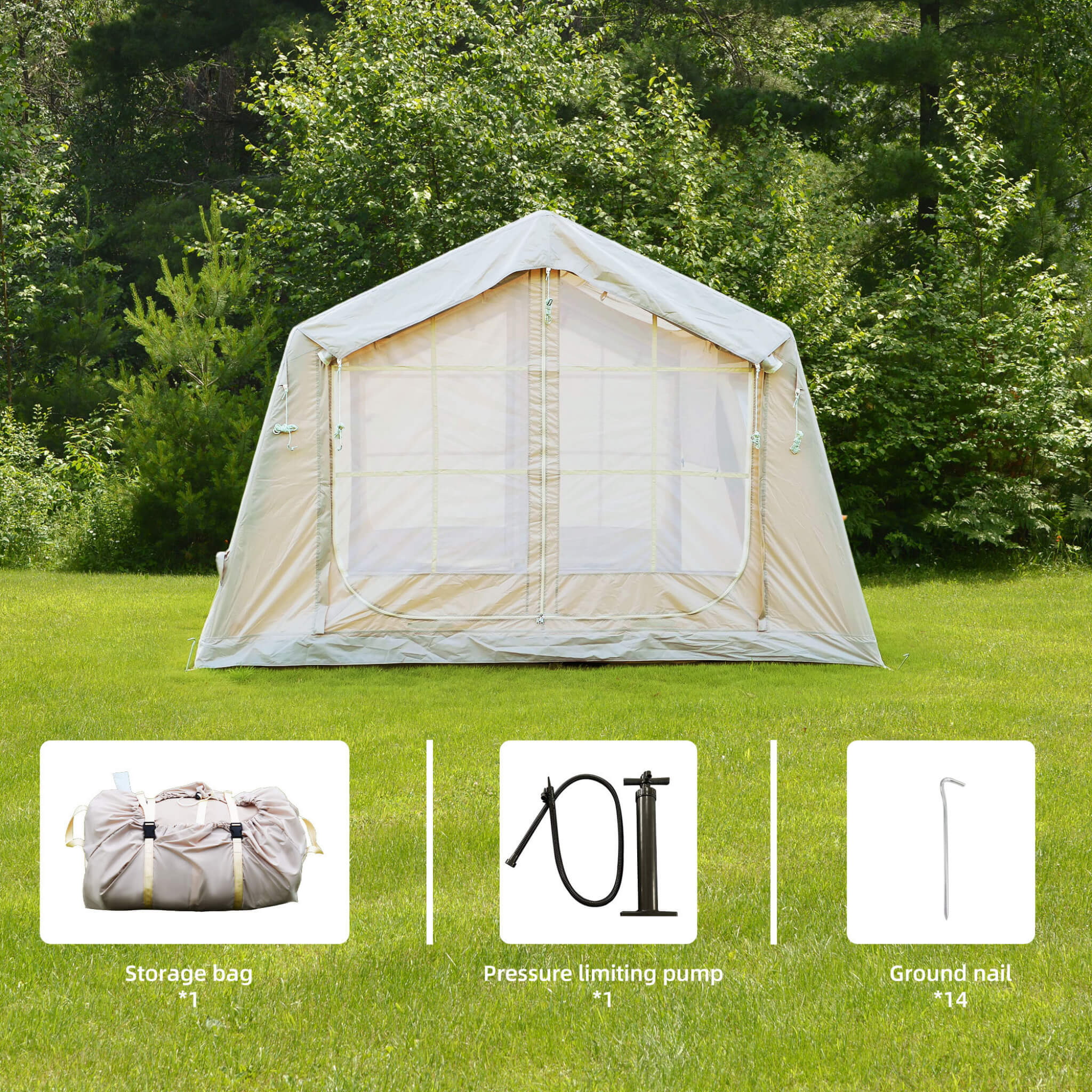 Trailora 4-Season Outdoor 4-6 People Inflatable Blow Up Camping Tent With Air Pump (SAK46821) - Image 3