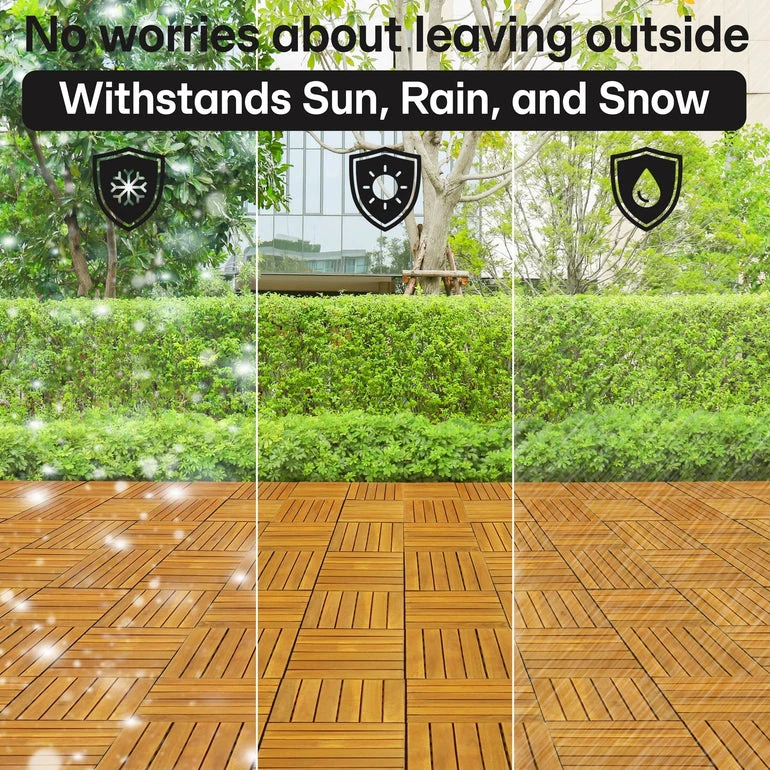 Tranquillo Acacia Deck Tiles 6 Slat Interlocking Decking Tiles set 9 – Indoor & Outdoor Flooring - Image 18