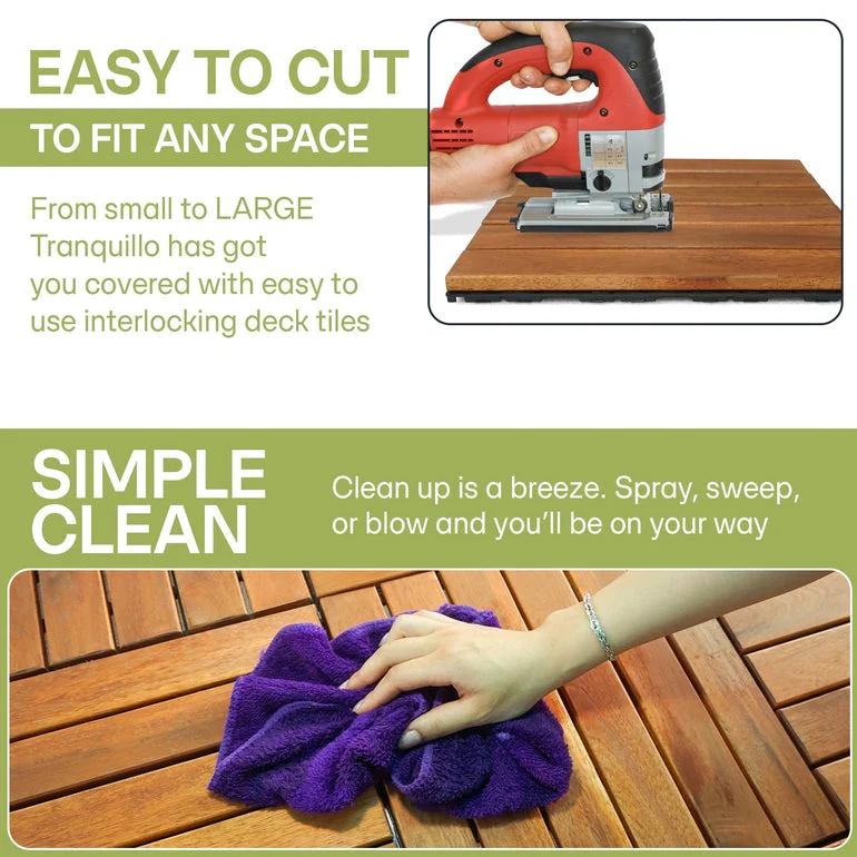 Tranquillo Acacia Deck Tiles 6 Slat Interlocking Decking Tiles set 9 – Indoor & Outdoor Flooring - Image 8