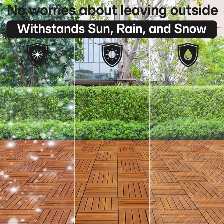 Tranquillo Acacia Deck Tiles 6 Slat Interlocking Decking Tiles set 9 – Indoor & Outdoor Flooring - Image 9