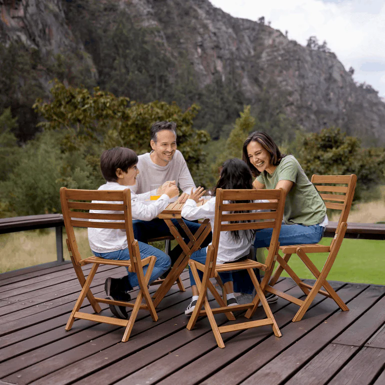 Tranquillo Anya Foldable Round Solid Wood Table for Outdoor Use - Image 5