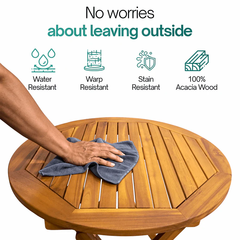 Tranquillo Anya Foldable Round Solid Wood Table for Outdoor Use - Image 6